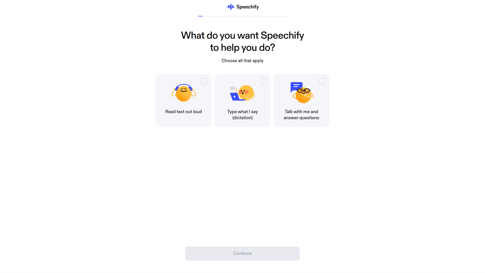 speechify onboarding screenshot