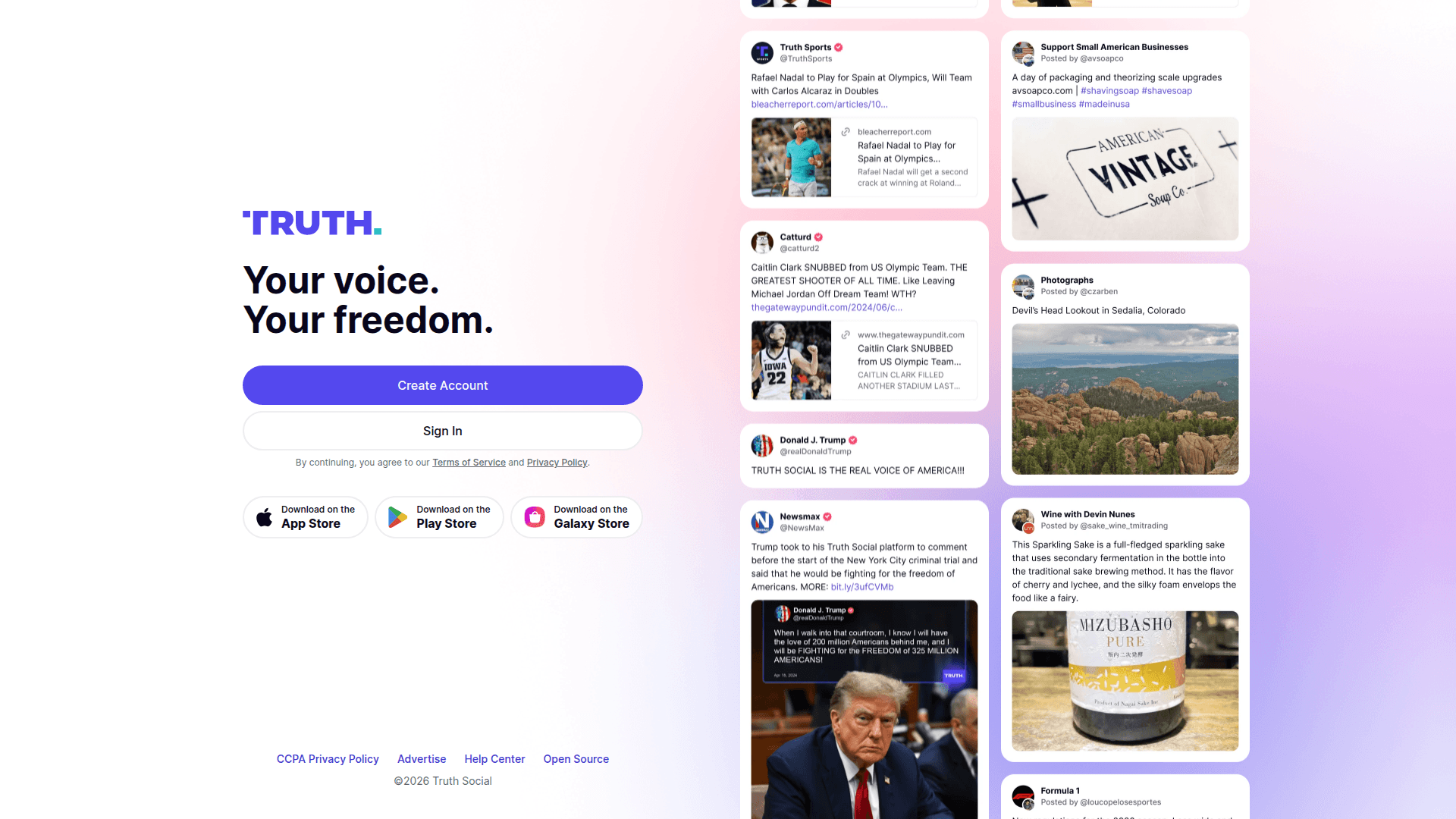 truth-social onboarding screenshot