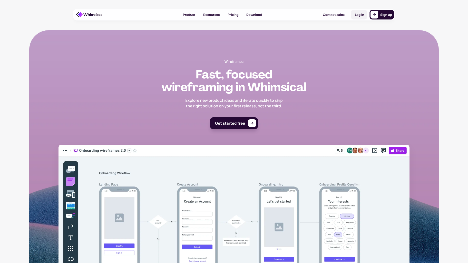 whimsical onboarding screenshot