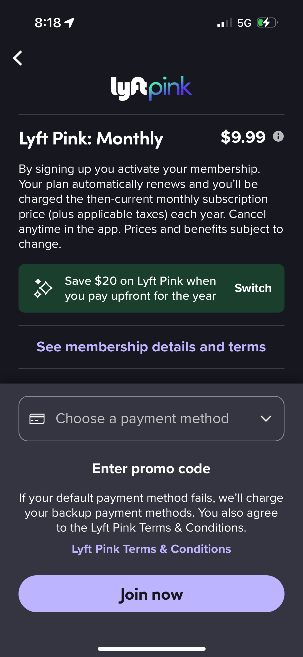 lyft paywall screenshot