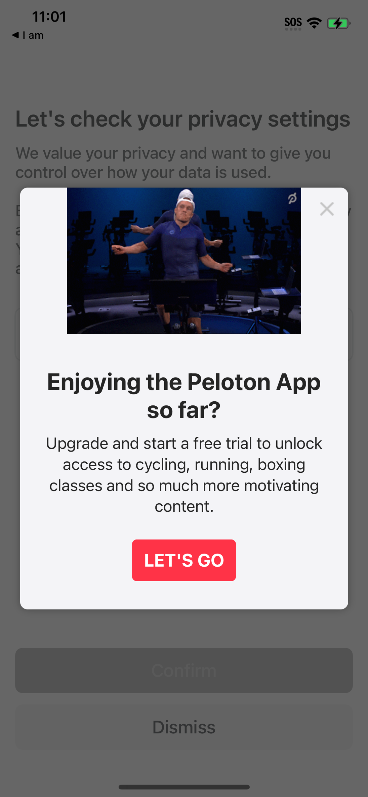 peloton paywall screenshot