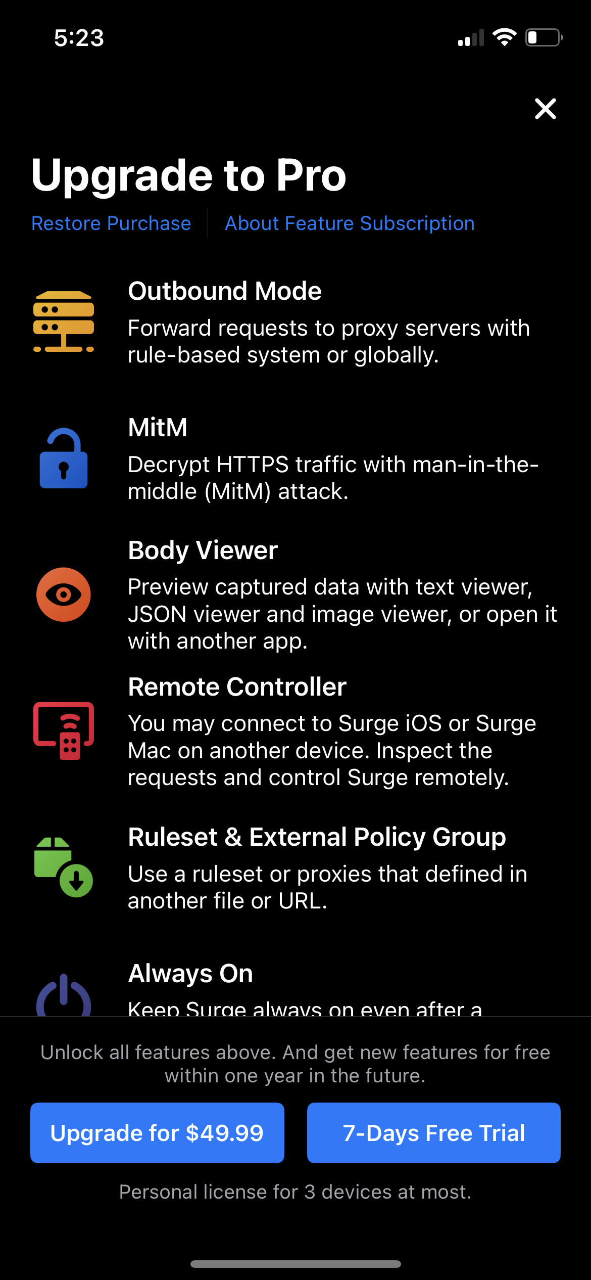 surge paywall screenshot