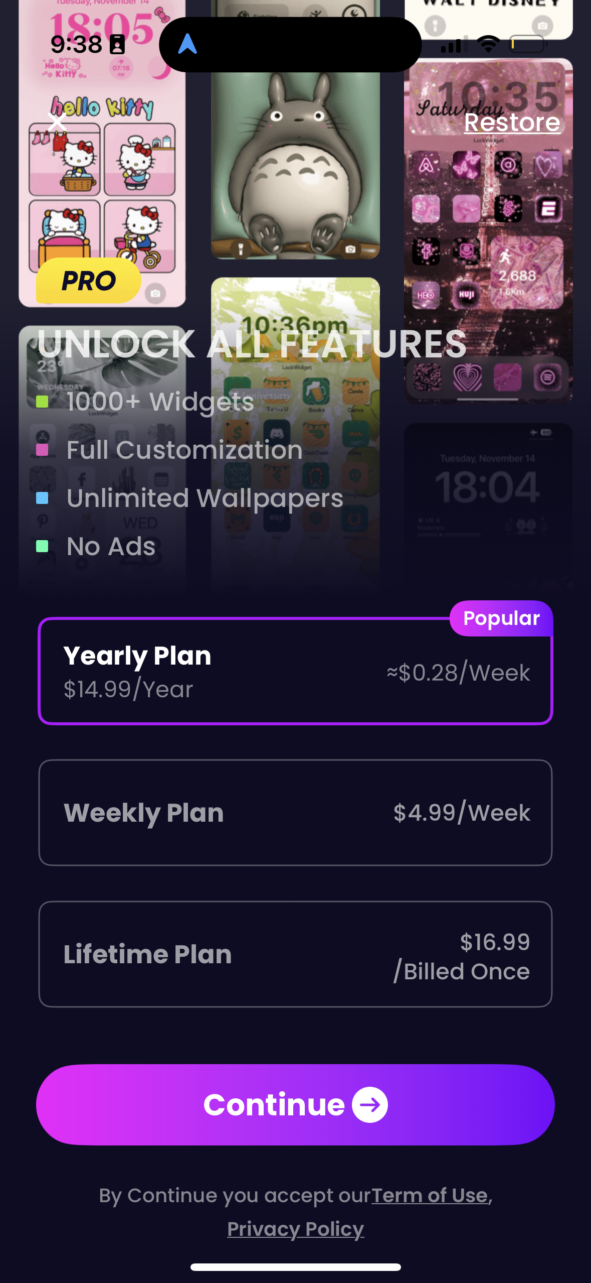lockwidget paywall screenshot