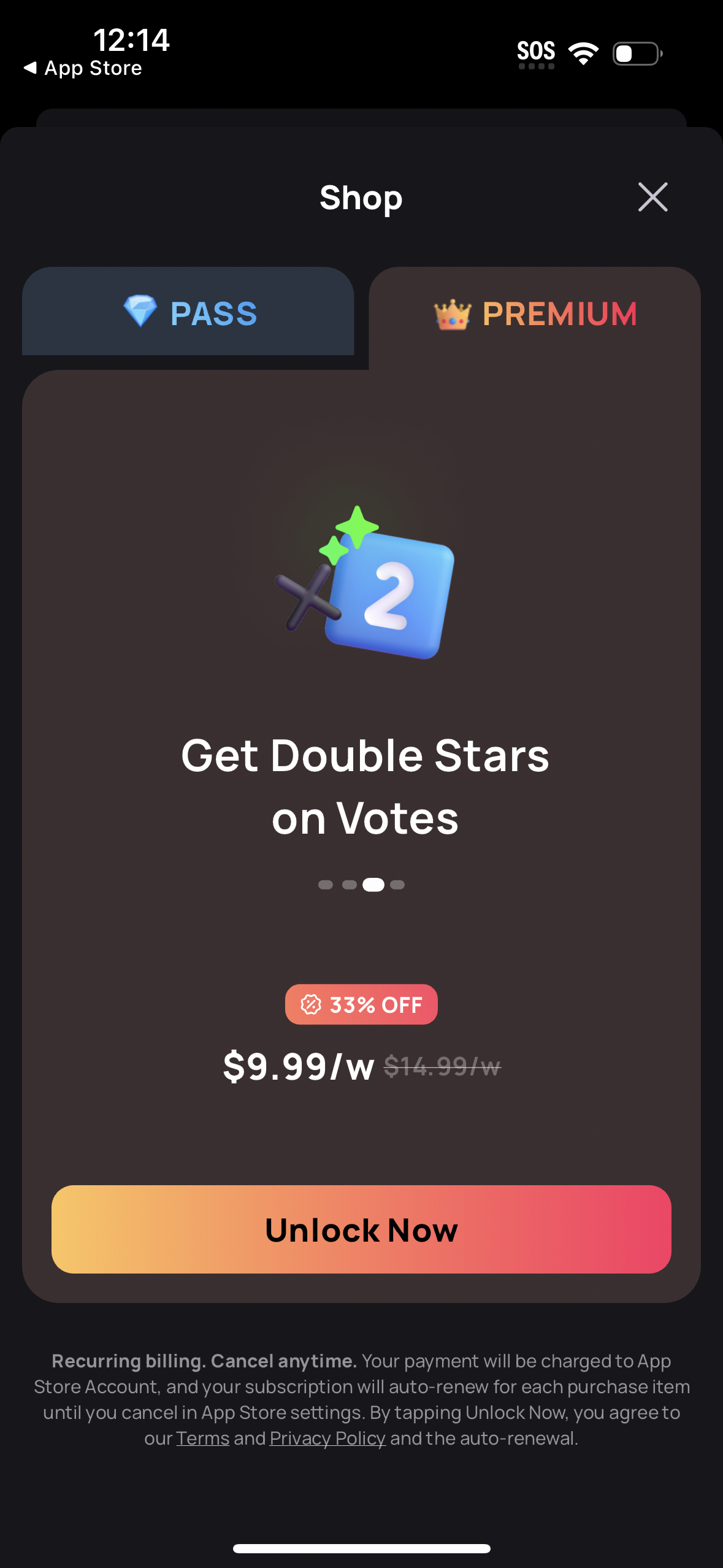 peek paywall screenshot