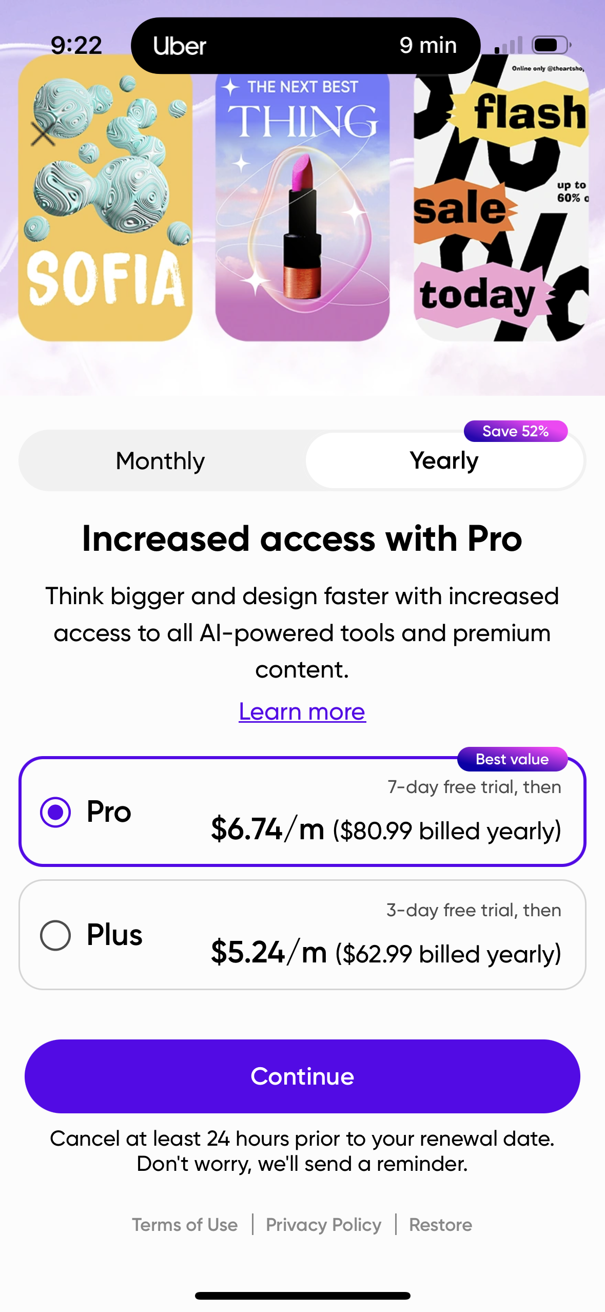 picsart paywall screenshot