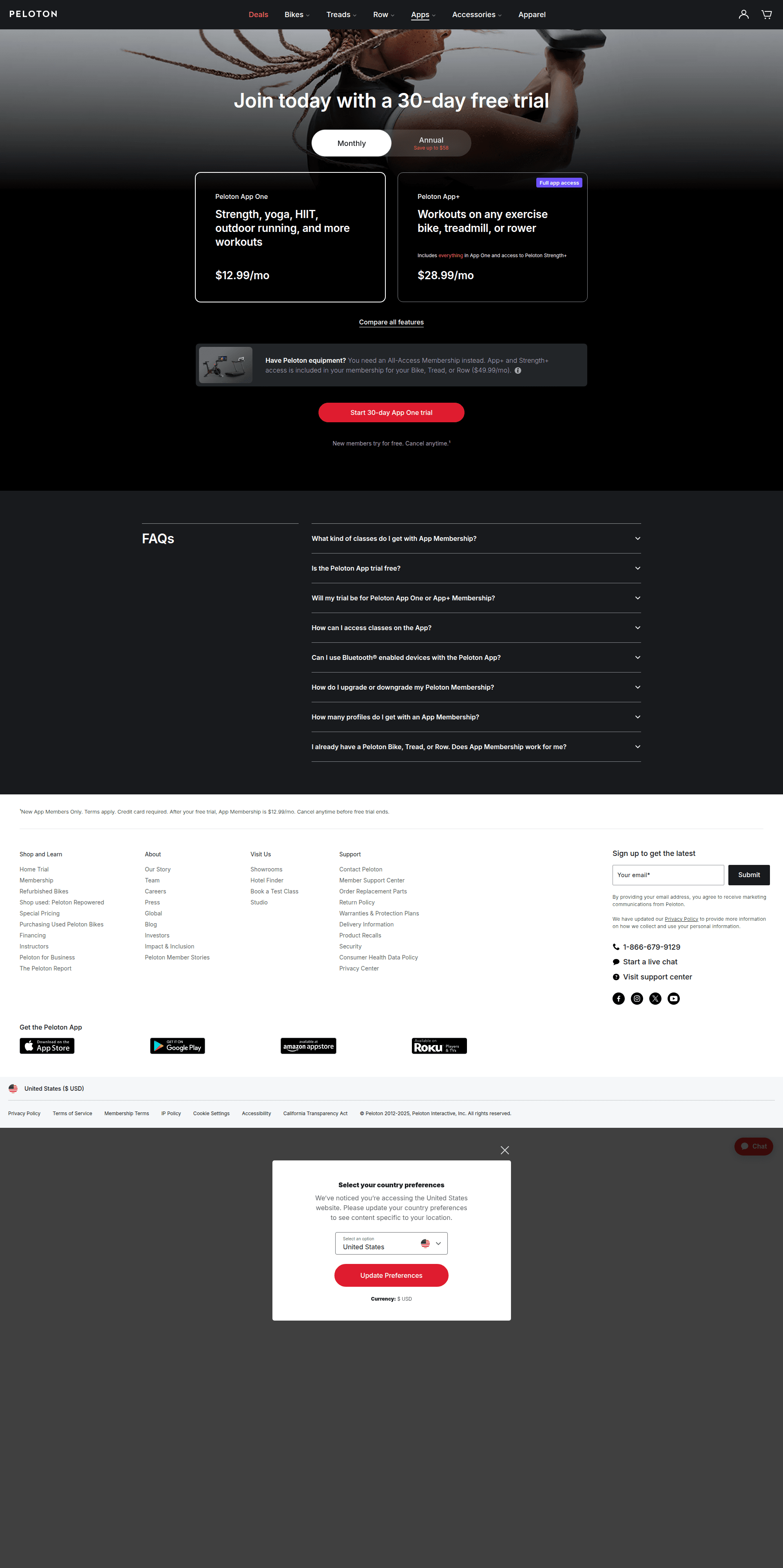 peloton paywall screenshot