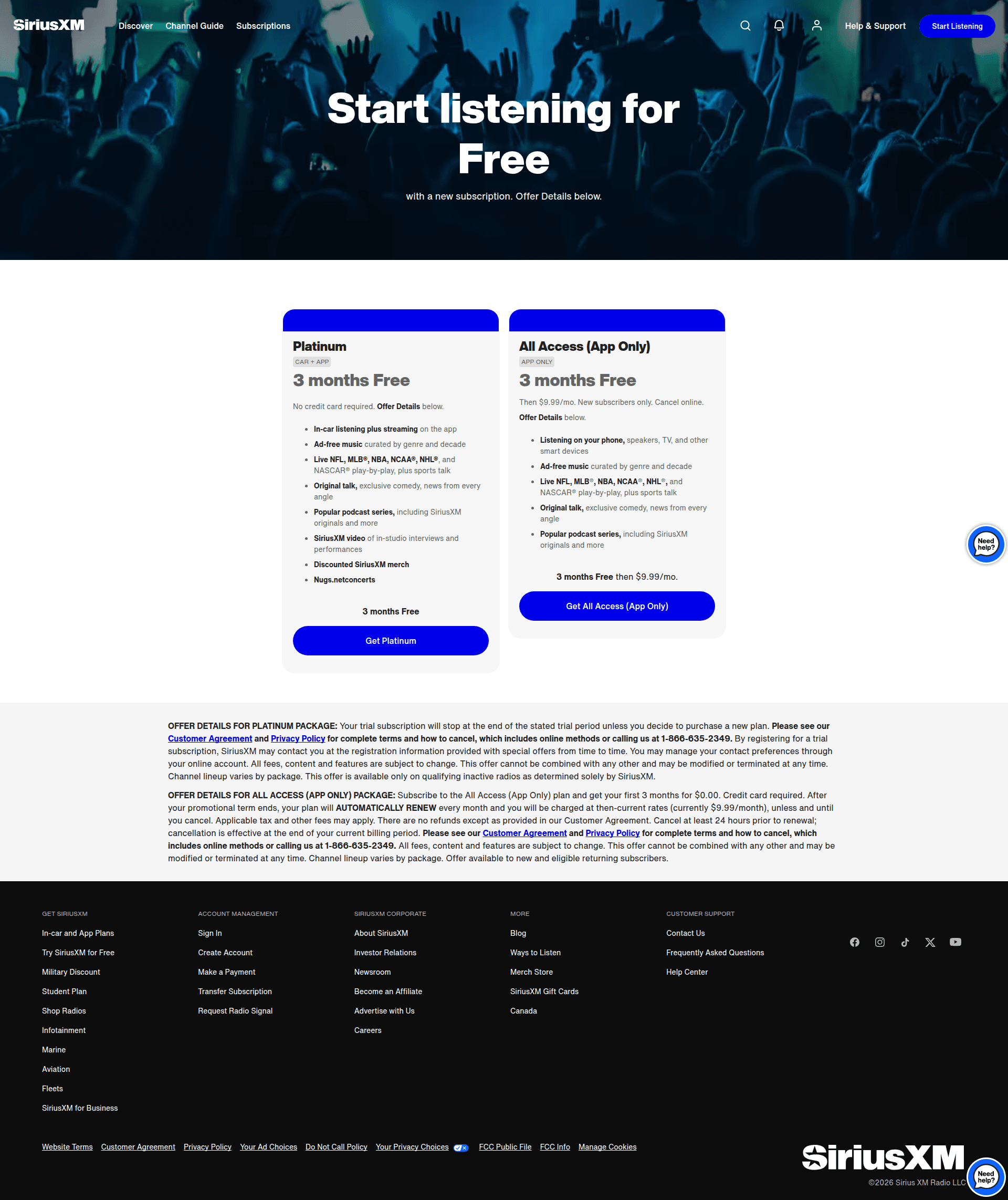 siriusxm paywall screenshot
