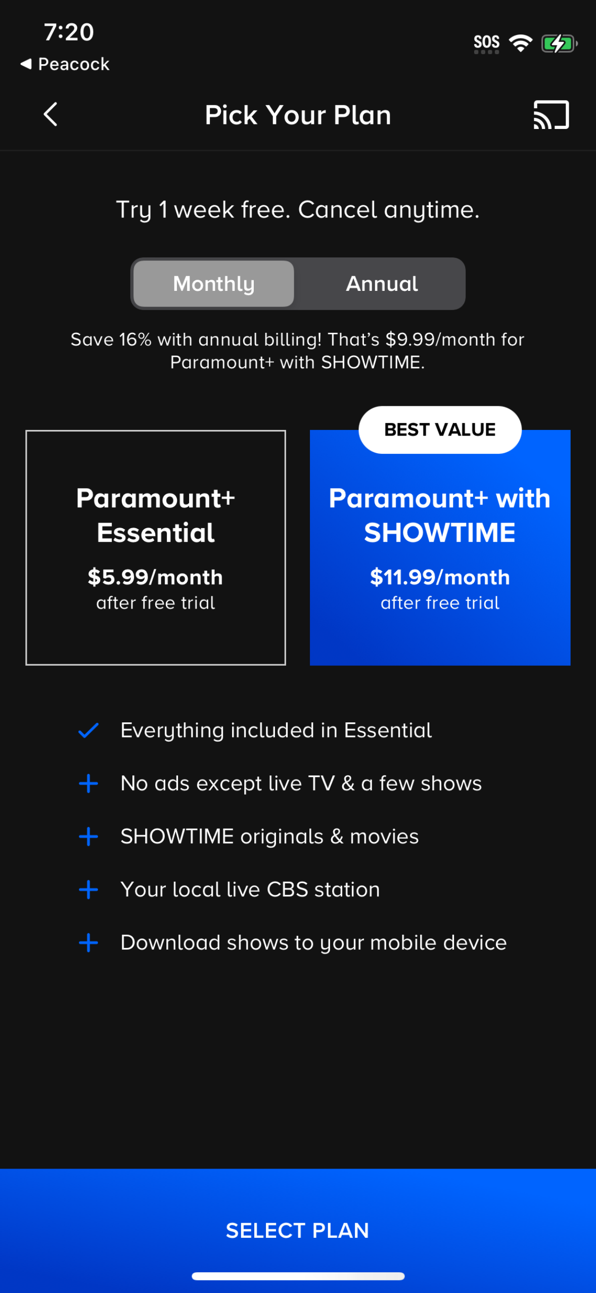 paramount pricing screenshot