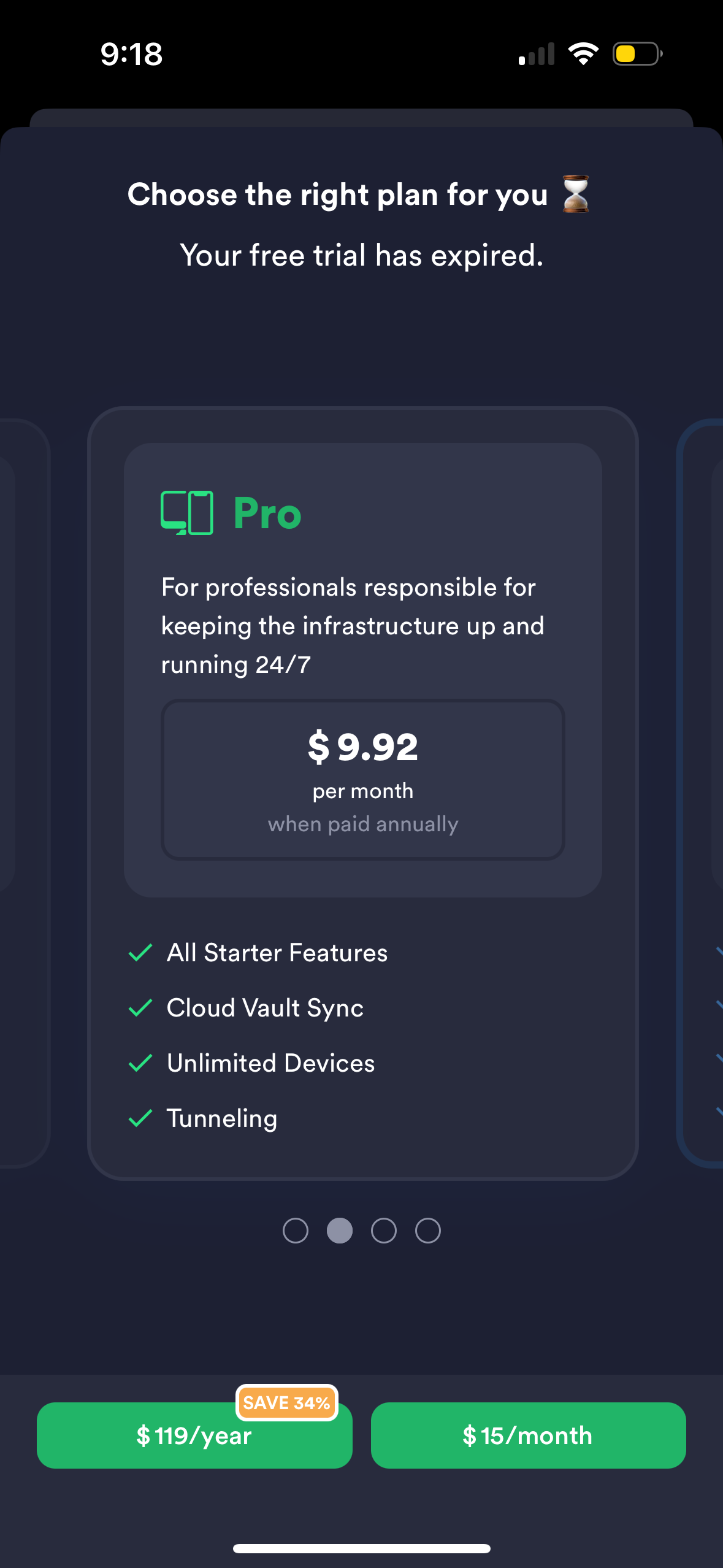 termius pricing screenshot