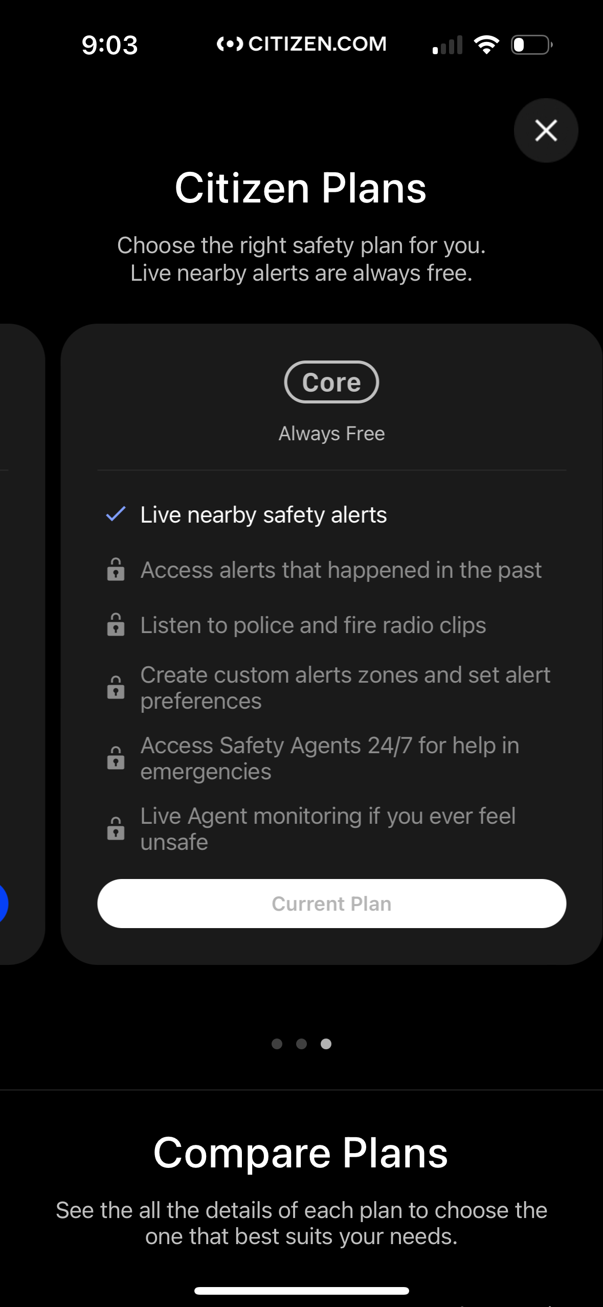 citizen pricing screenshot