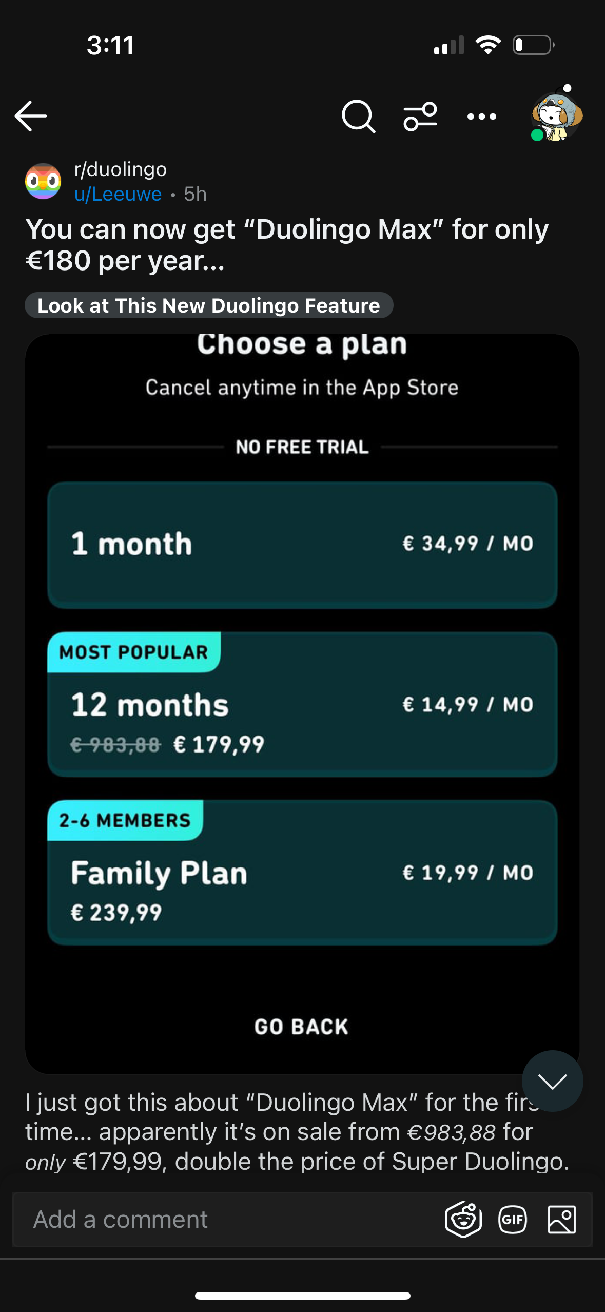 reddit pricing screenshot