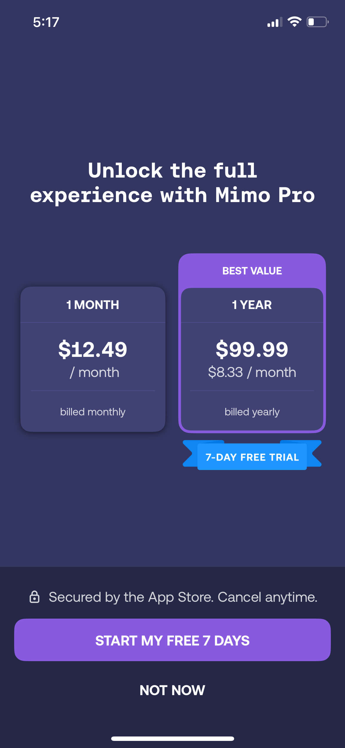 mimo pricing screenshot
