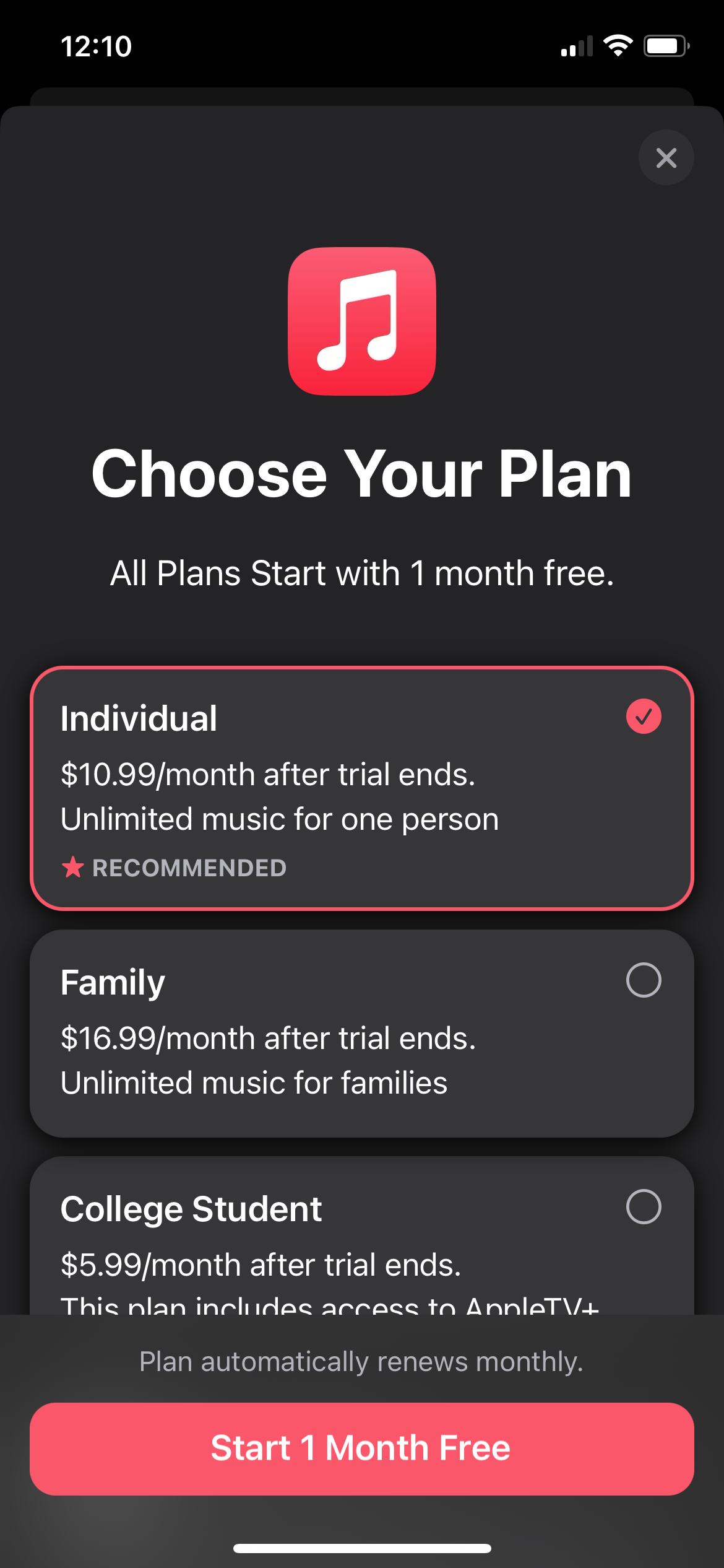 apple-music pricing screenshot