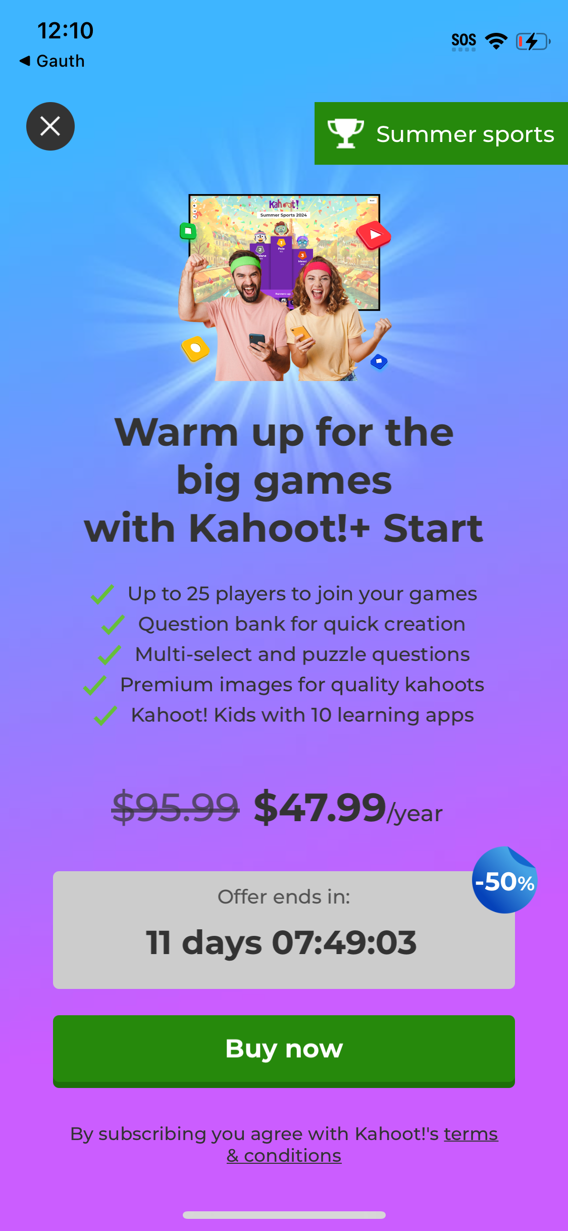 kahoot pricing screenshot