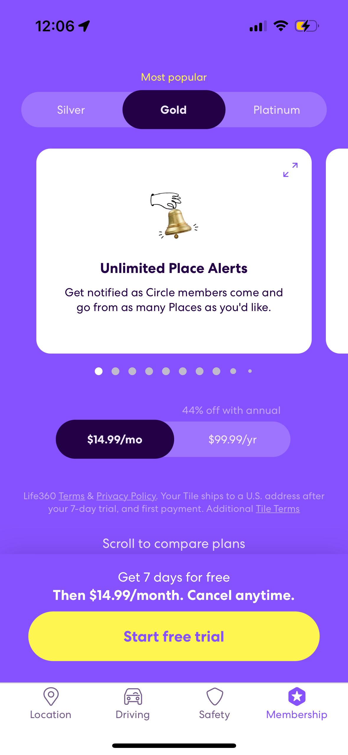 life360 pricing screenshot