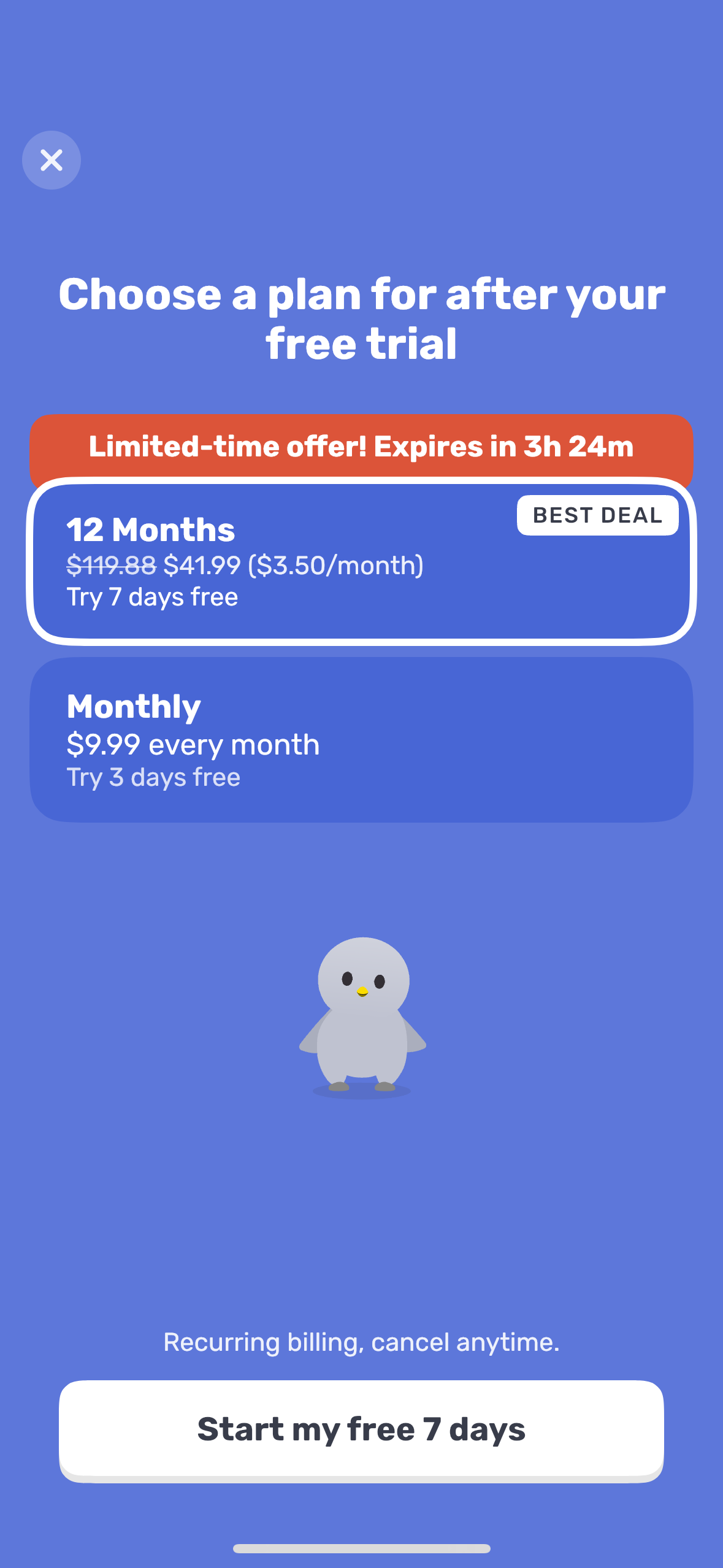 finch pricing screenshot