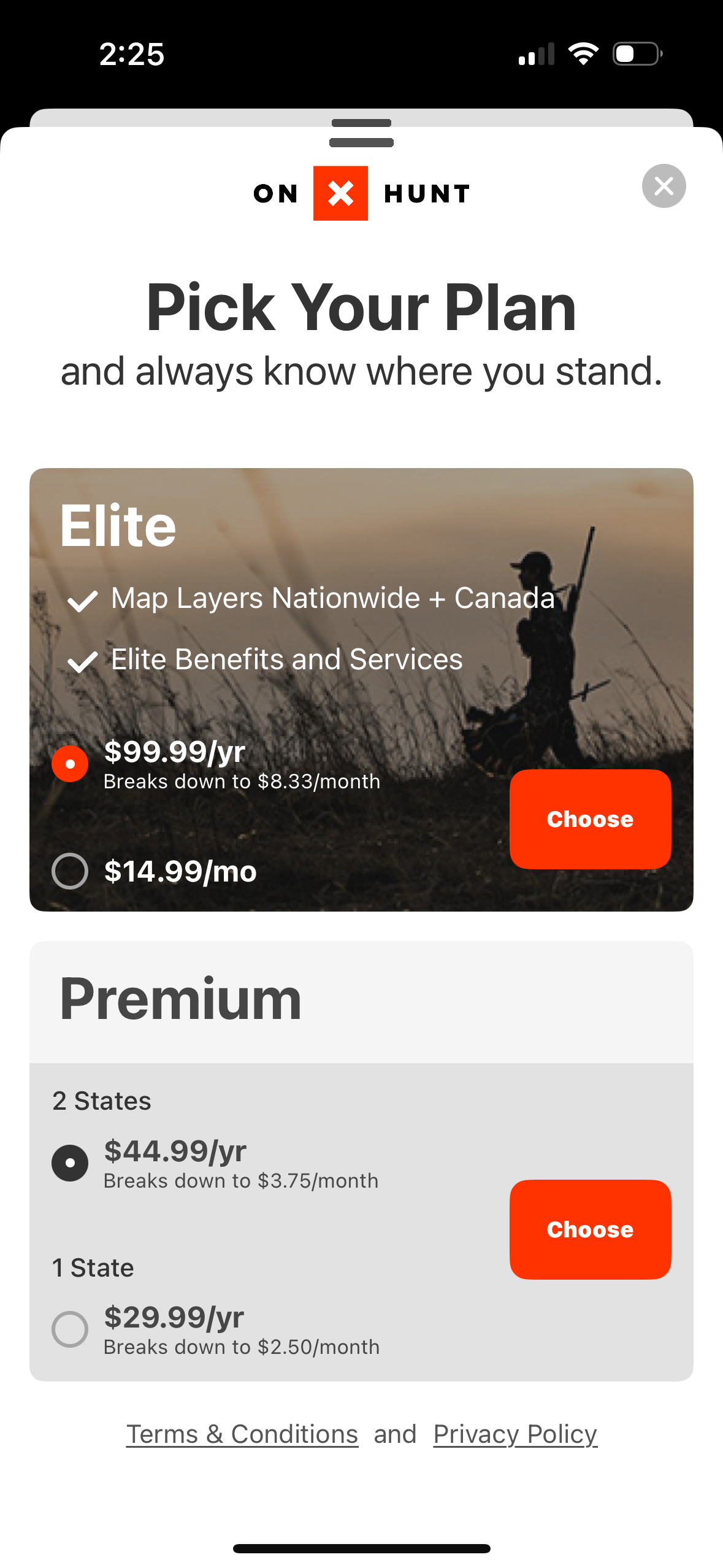 onx-hunt pricing screenshot