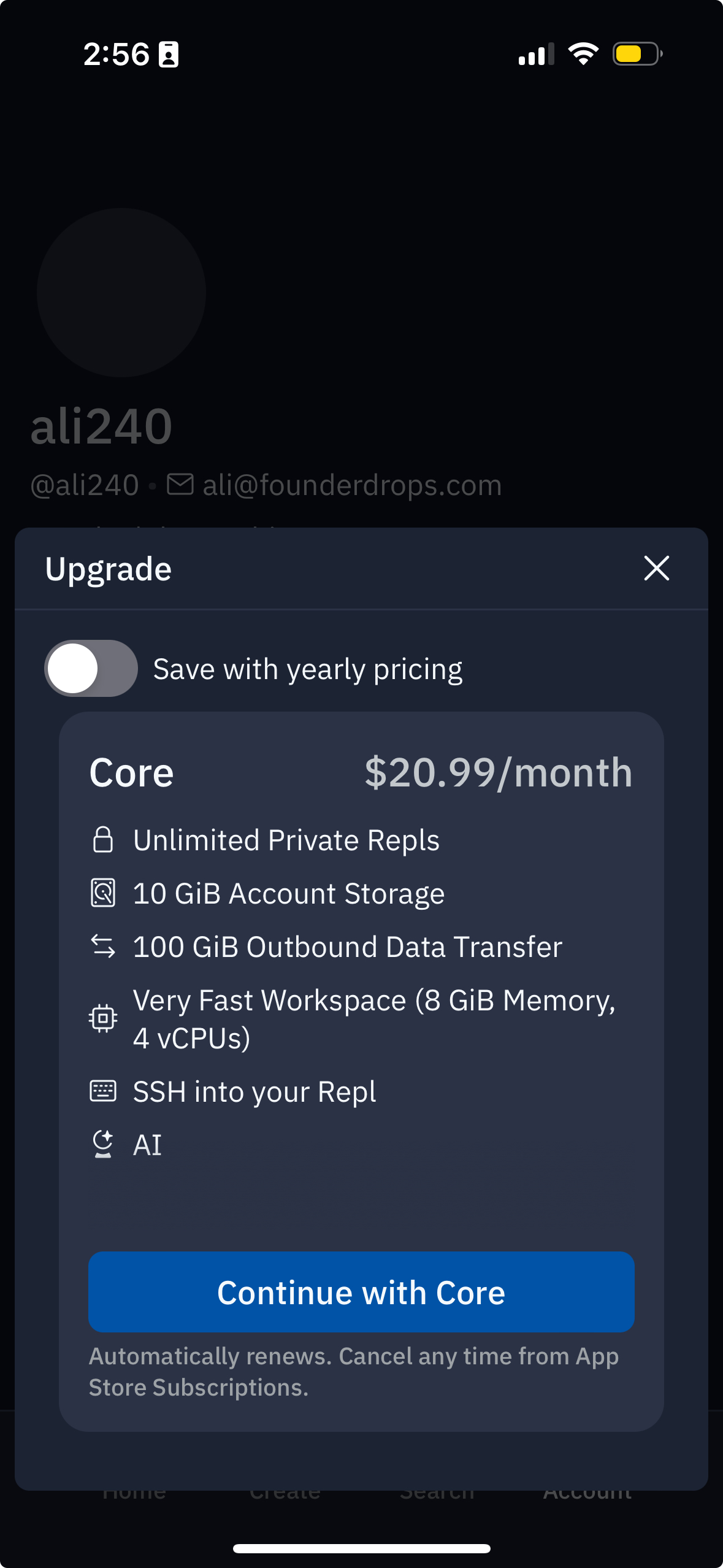 replit pricing screenshot