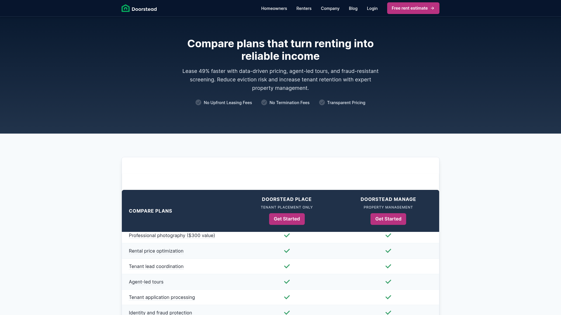 doorstead pricing screenshot