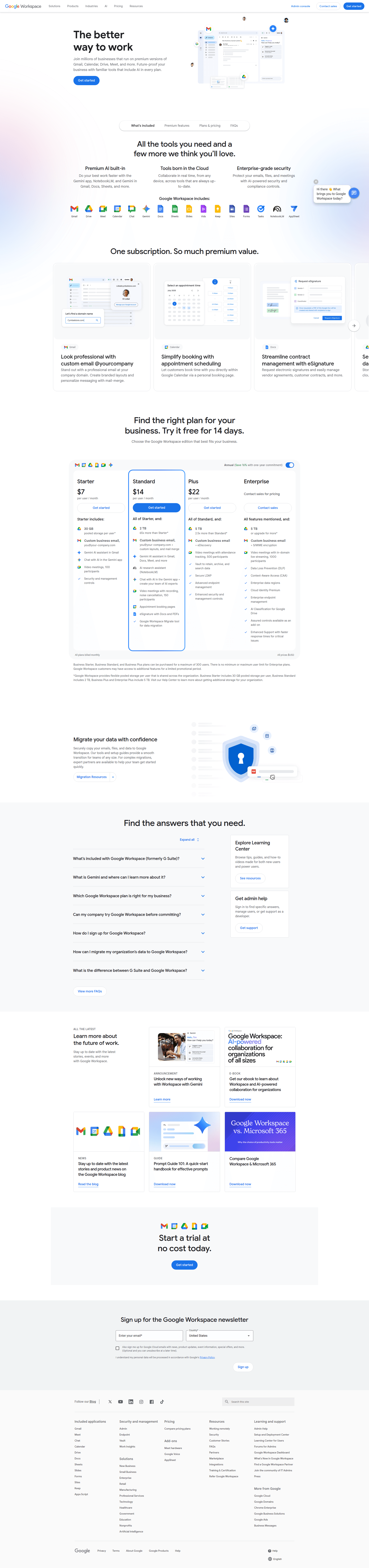 google pricing screenshot
