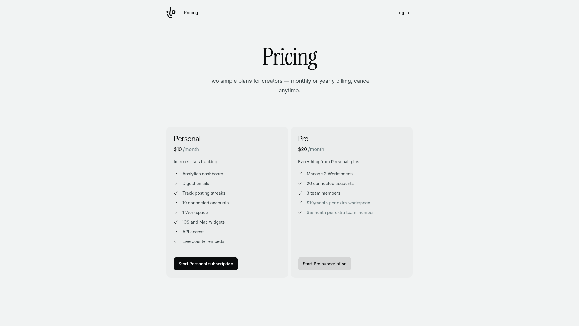ilo pricing screenshot