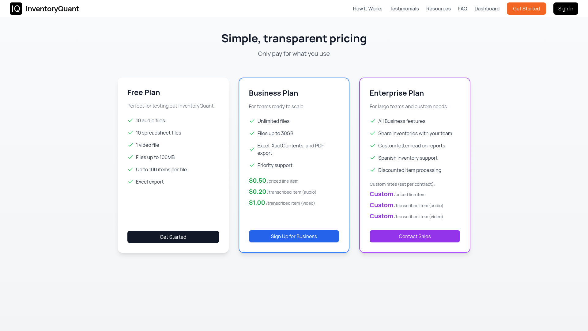 inventoryquant pricing screenshot