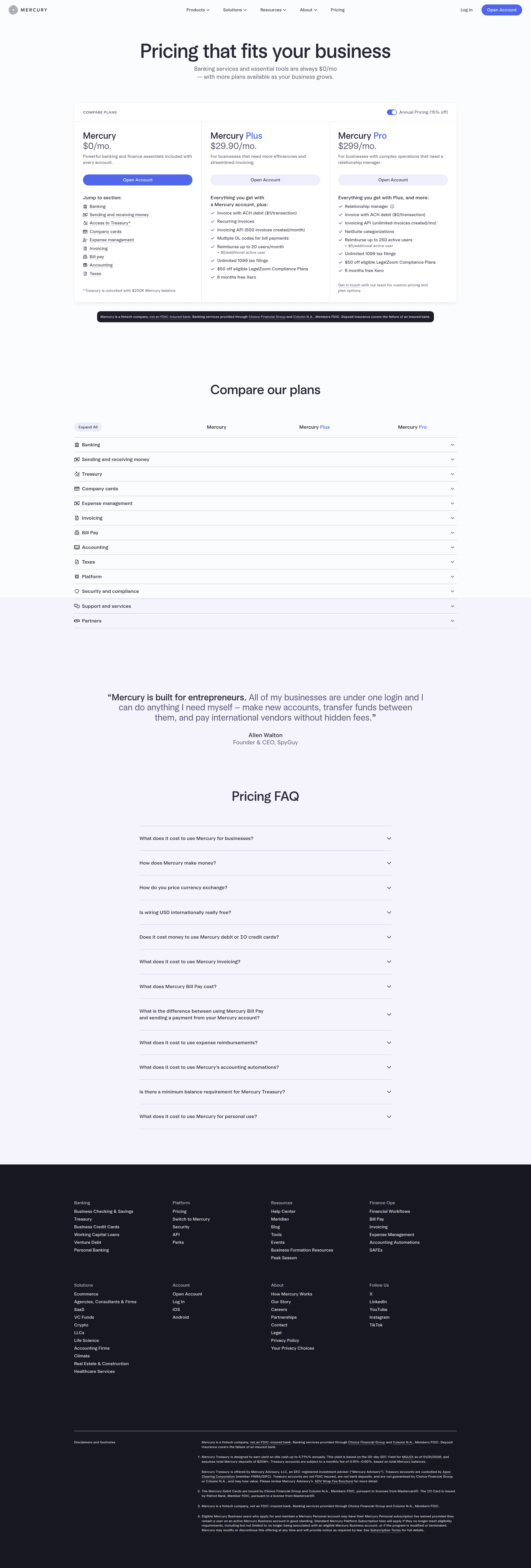 mercury pricing screenshot