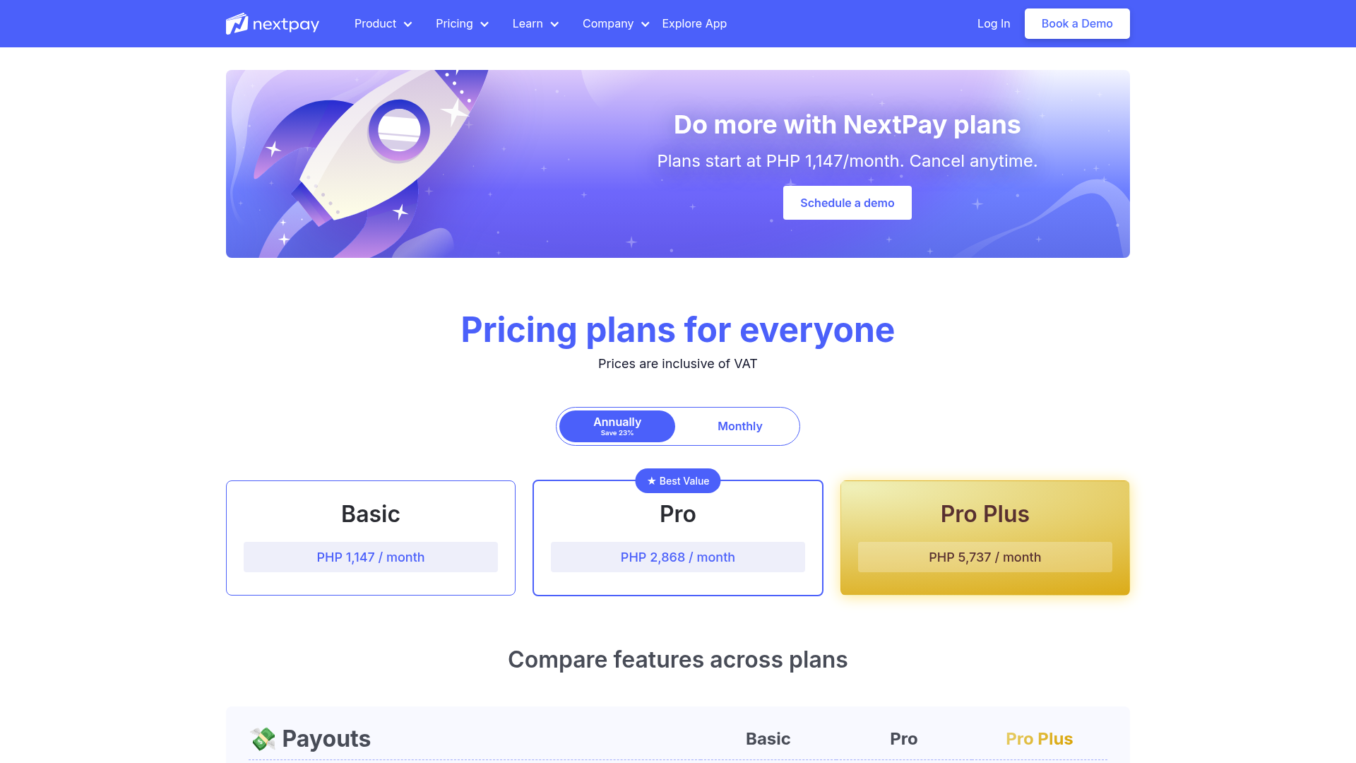 nextpay pricing screenshot