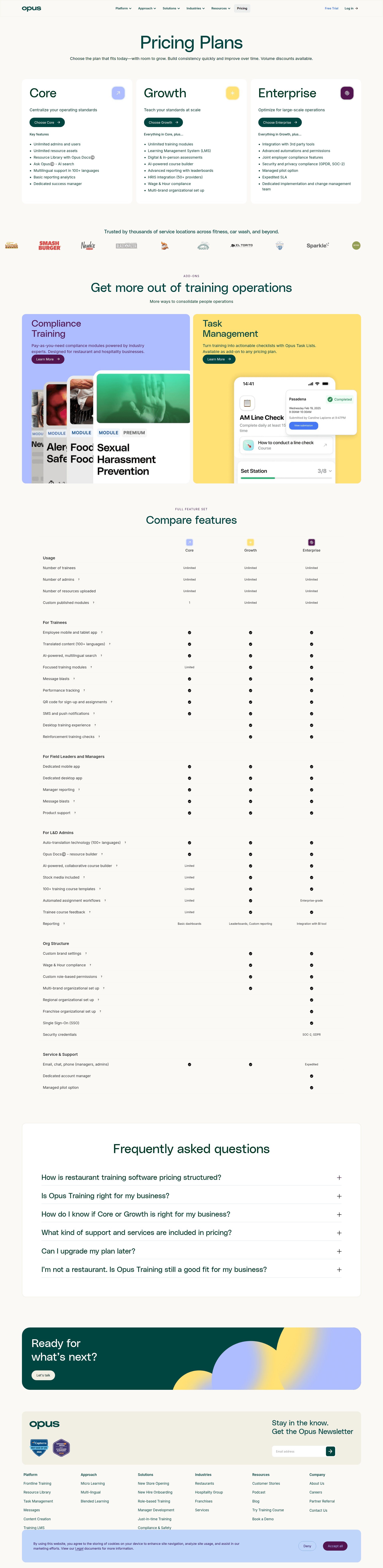 opus pricing screenshot