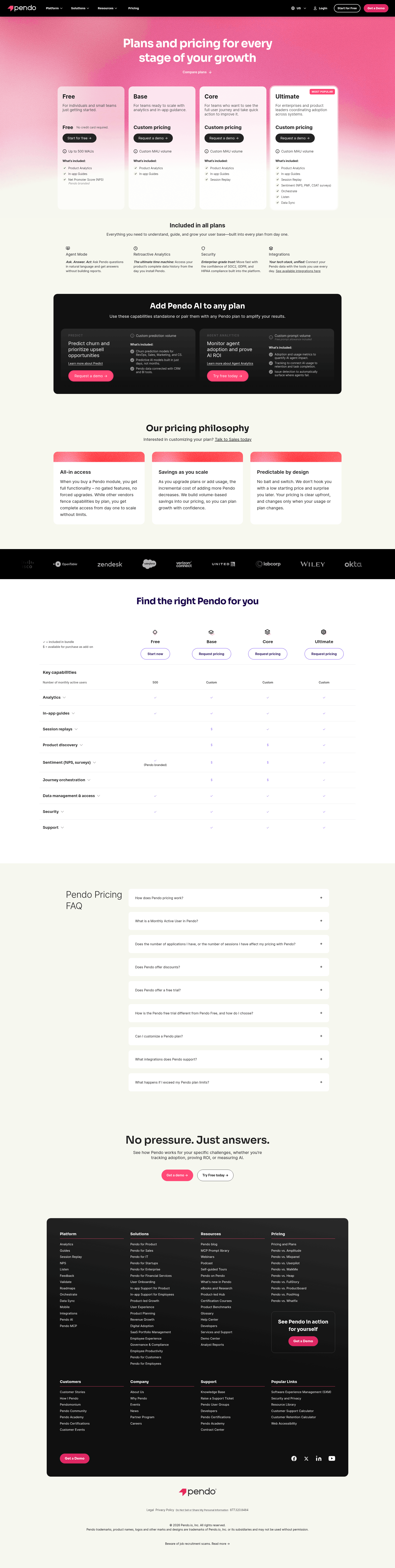 pendo pricing screenshot