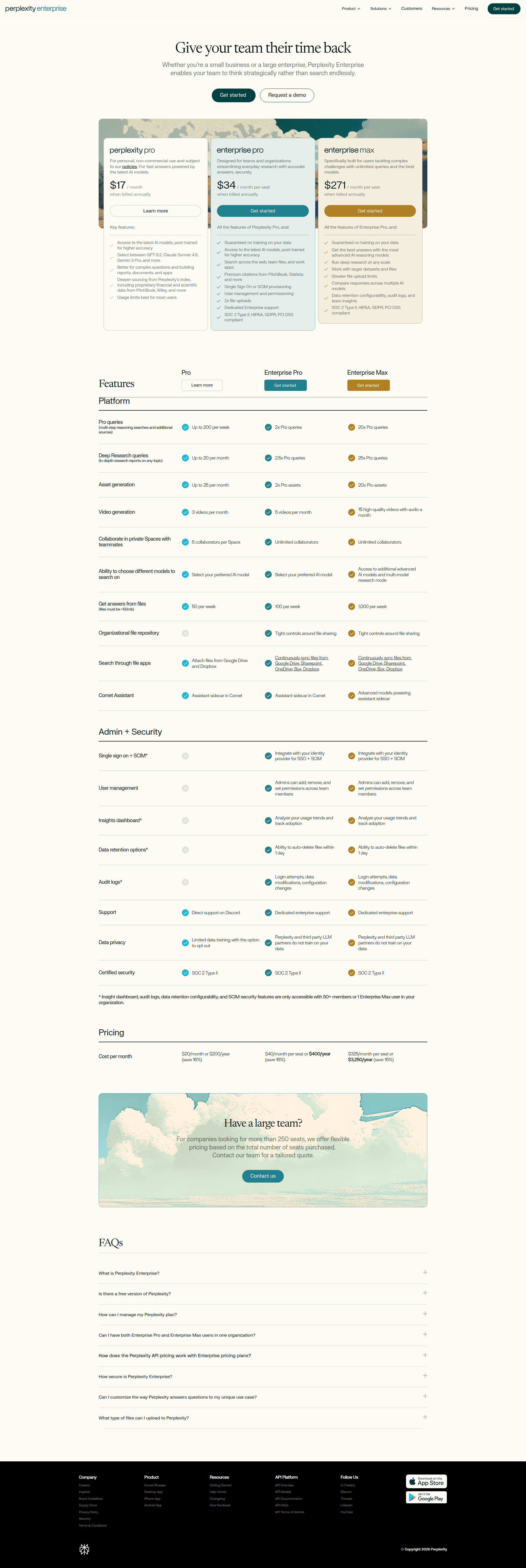 perplexity pricing screenshot