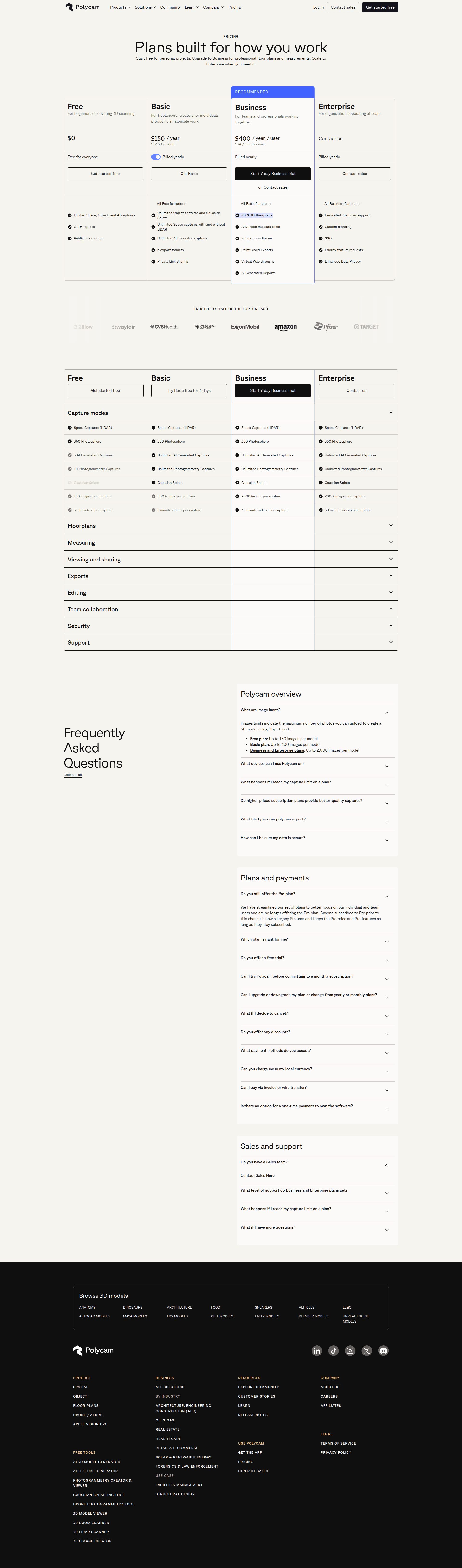 polycam pricing screenshot