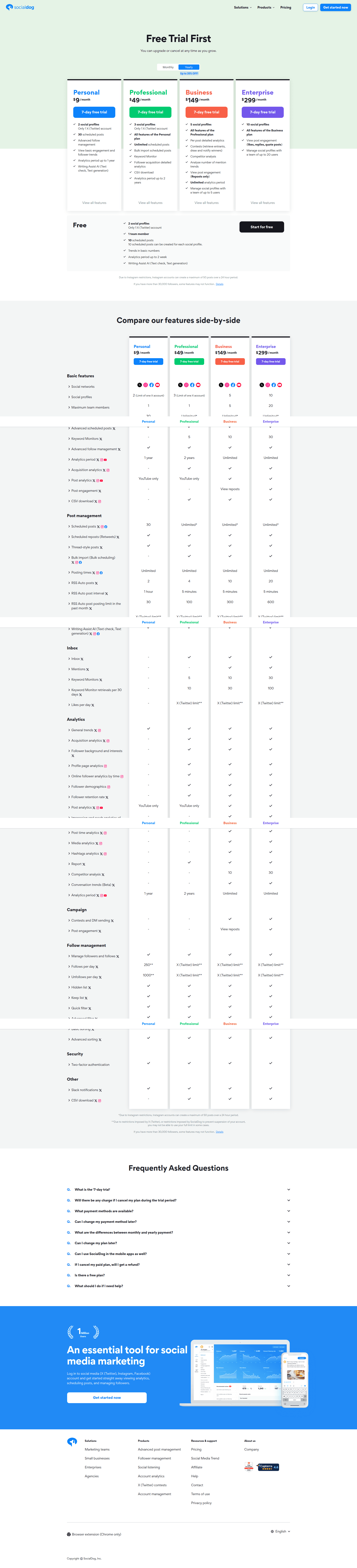 socialdog pricing screenshot