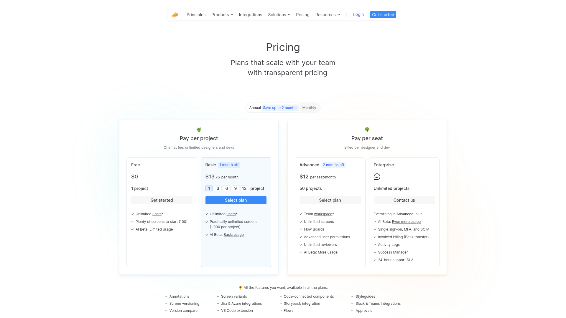 zeplin pricing screenshot