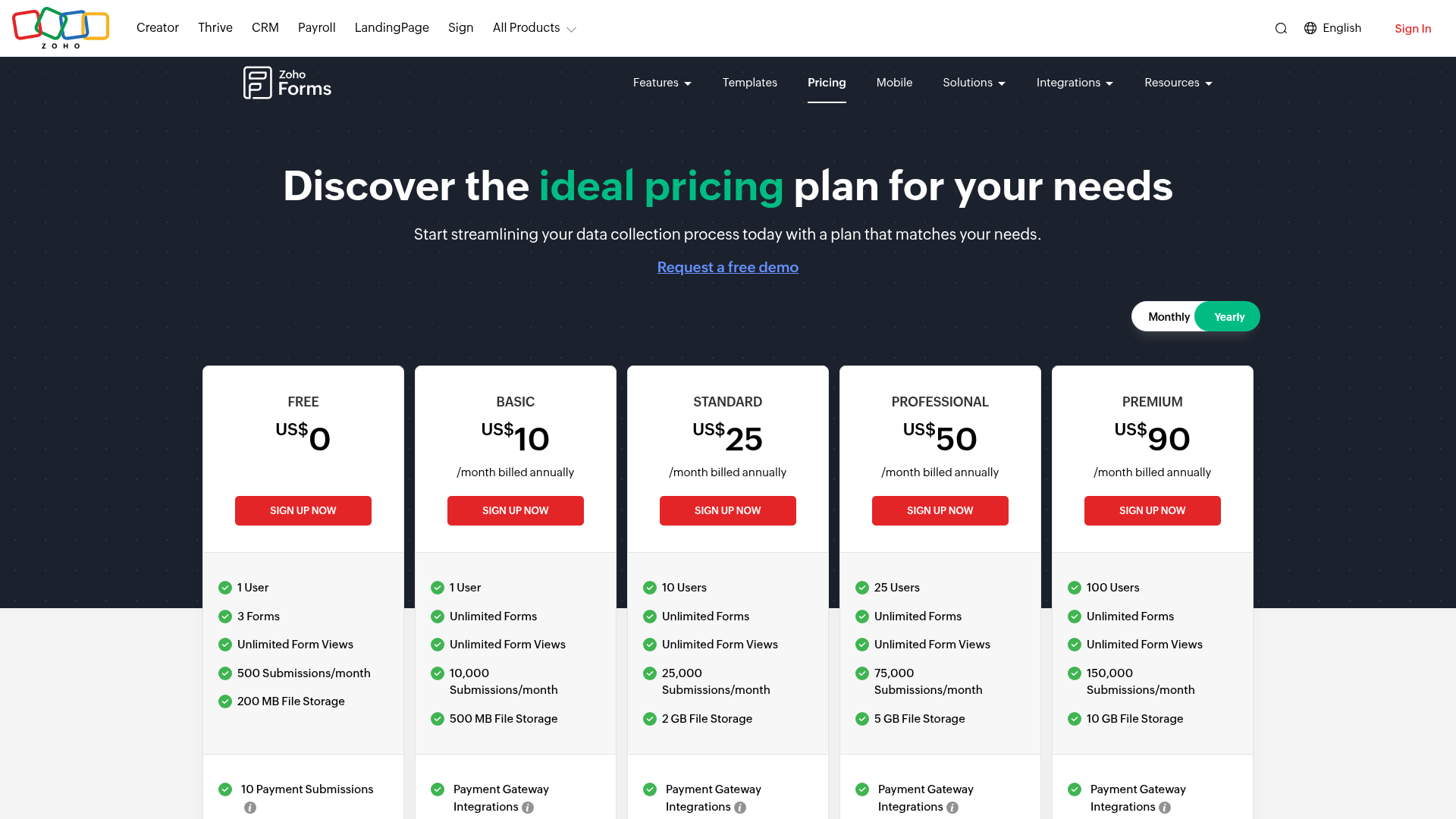 zoho-desk pricing screenshot