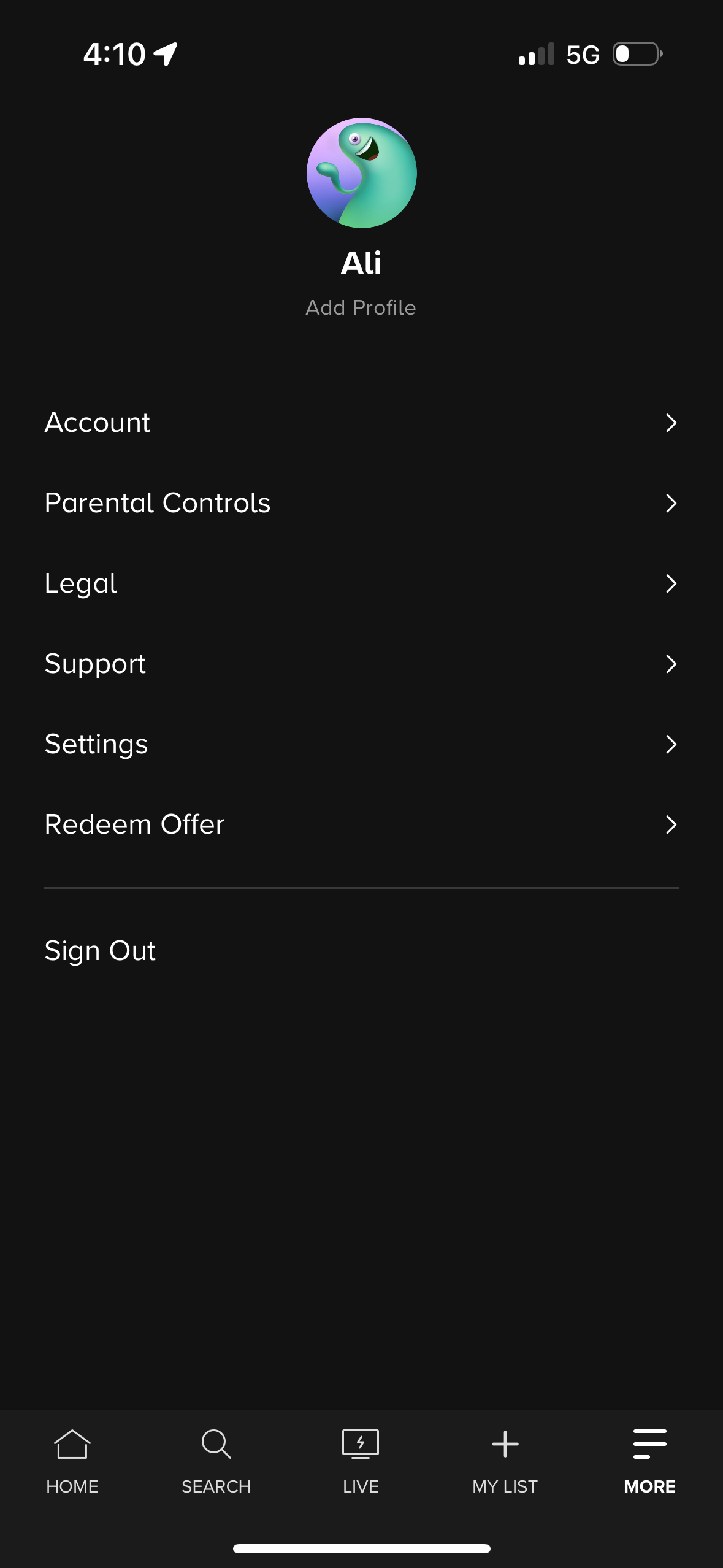 paramount profile screenshot