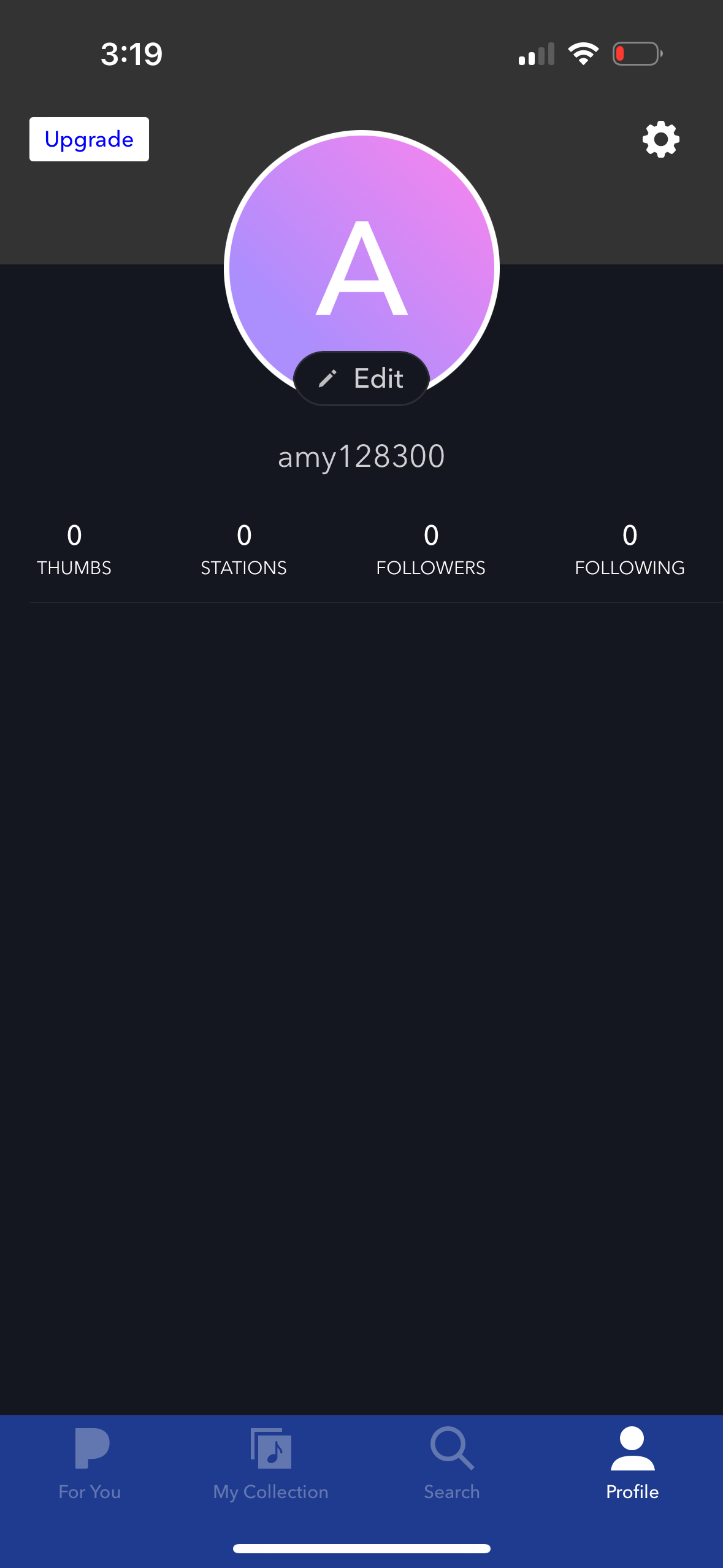 pandora profile screenshot