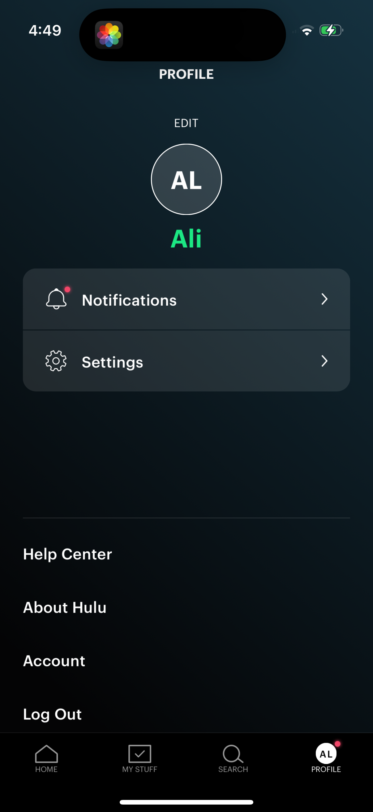 hulu profile screenshot