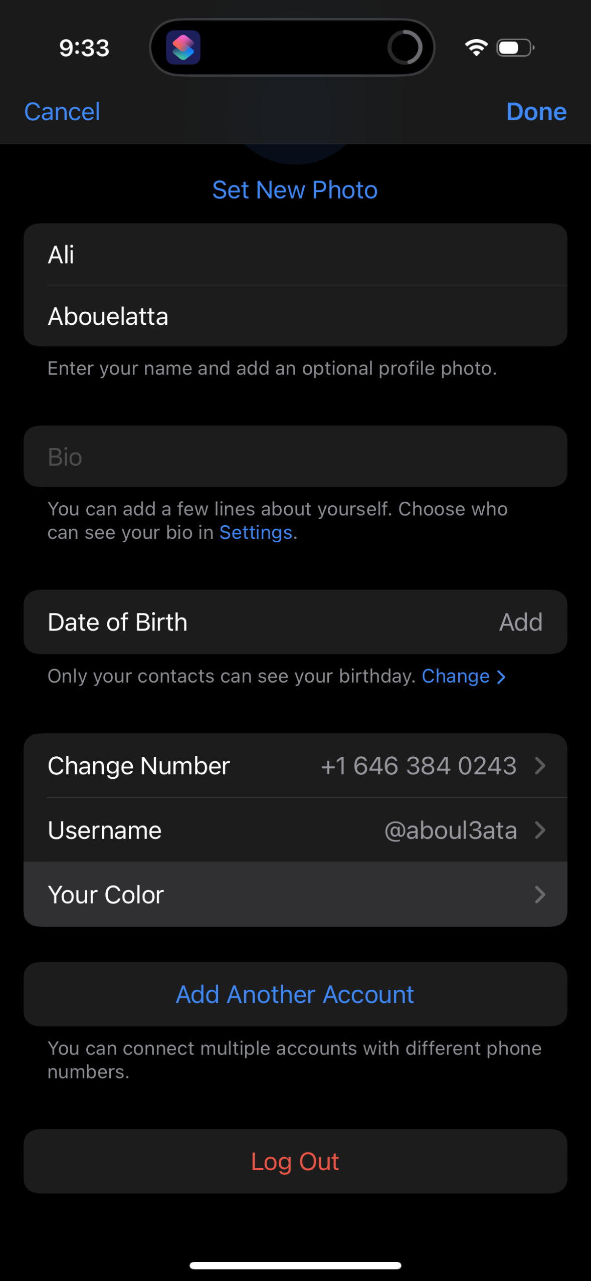 telegram profile screenshot
