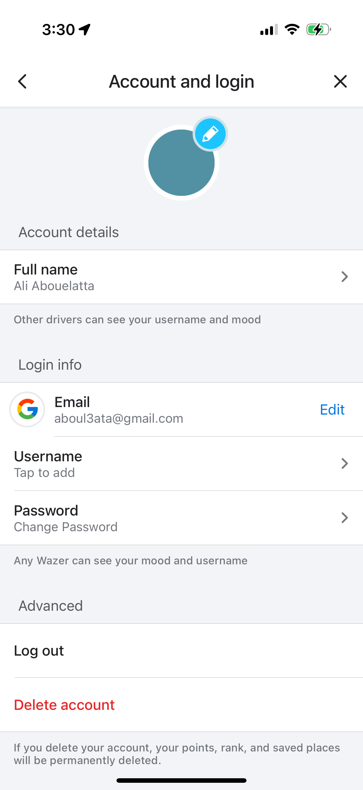 waze profile screenshot