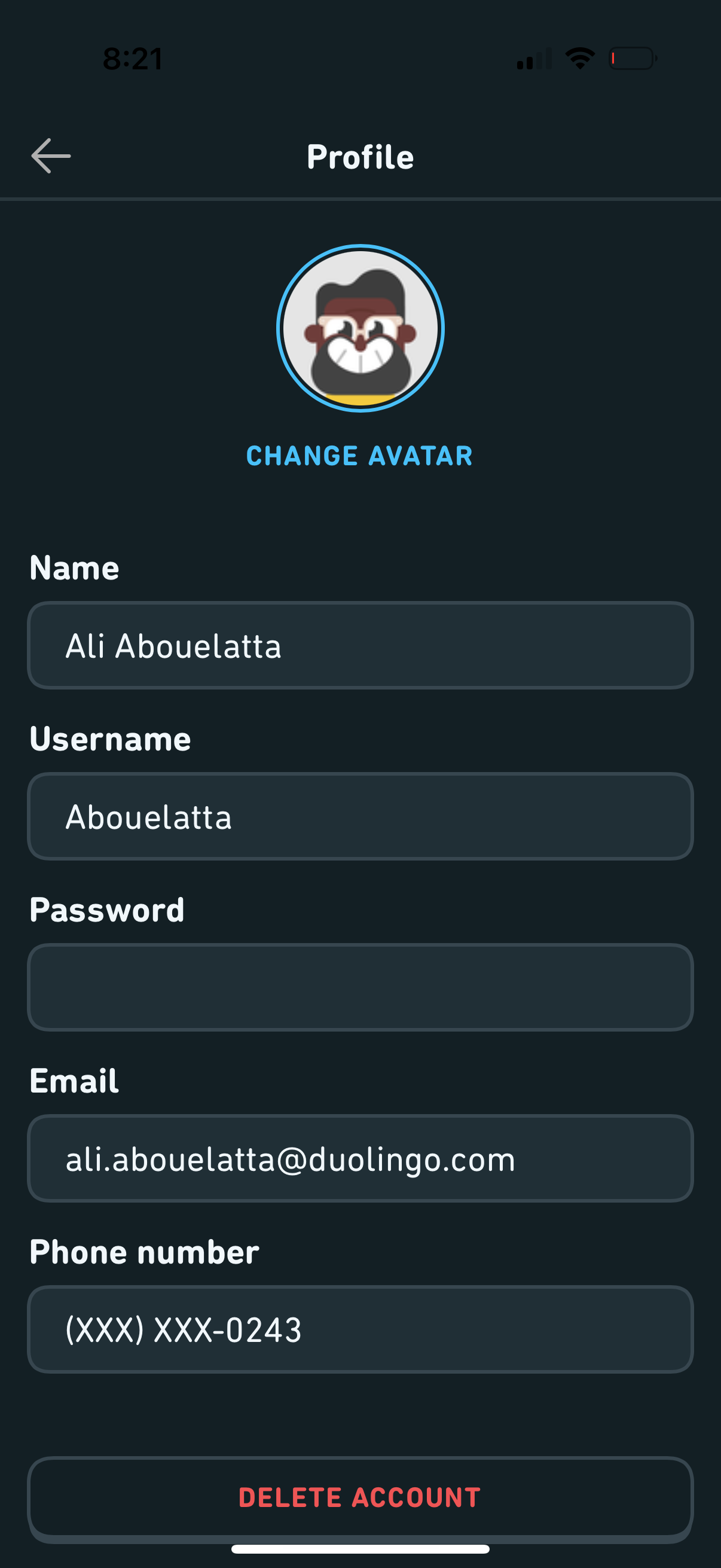 duolingo profile screenshot