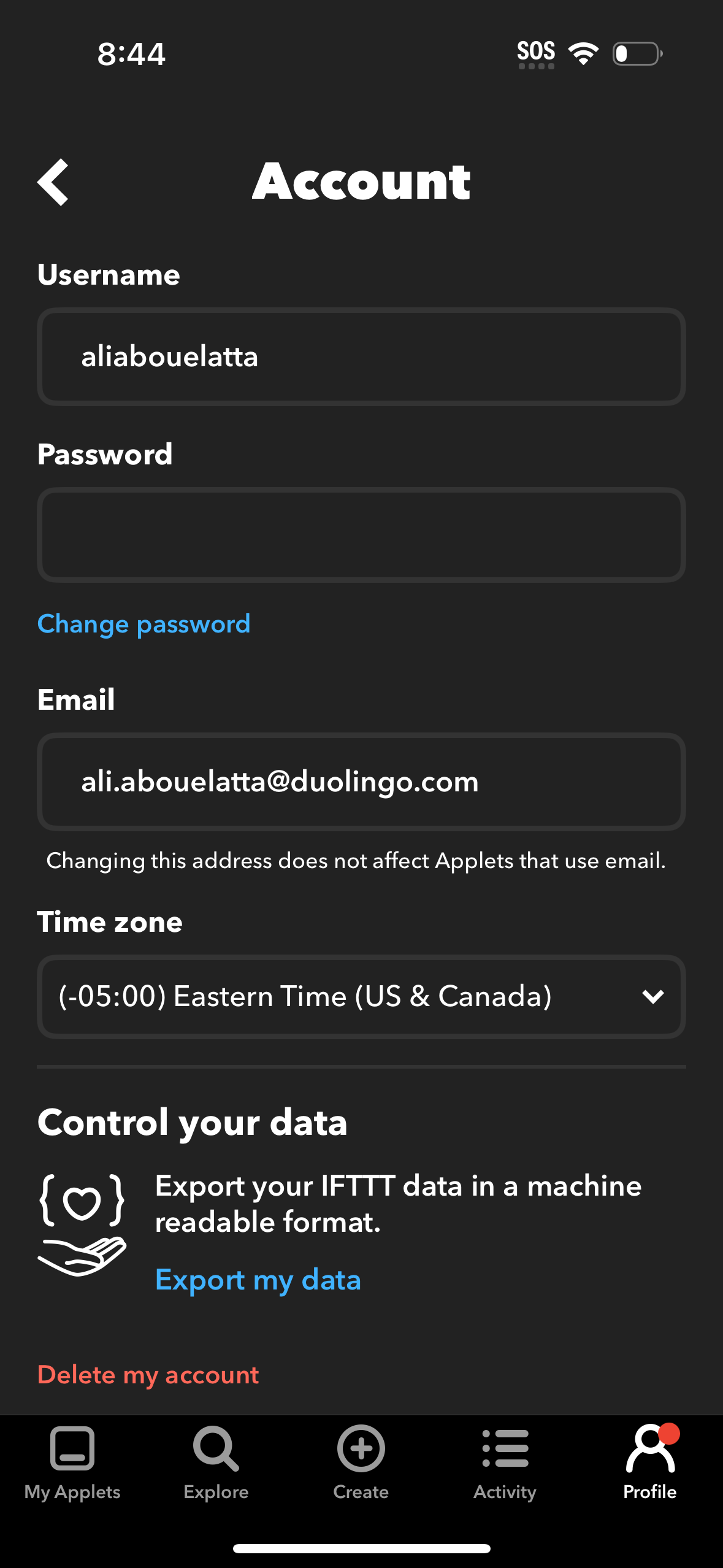 ifttt profile screenshot
