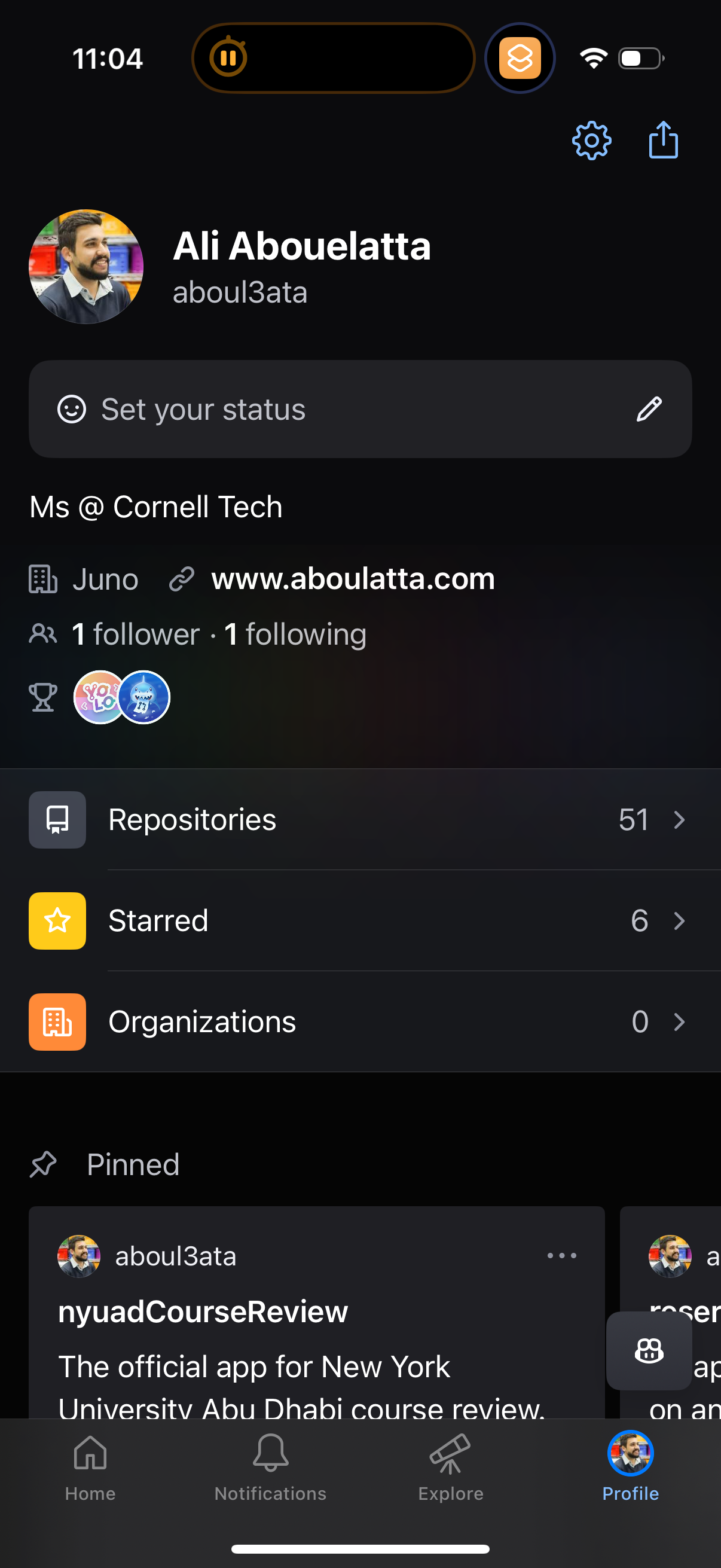 github profile screenshot