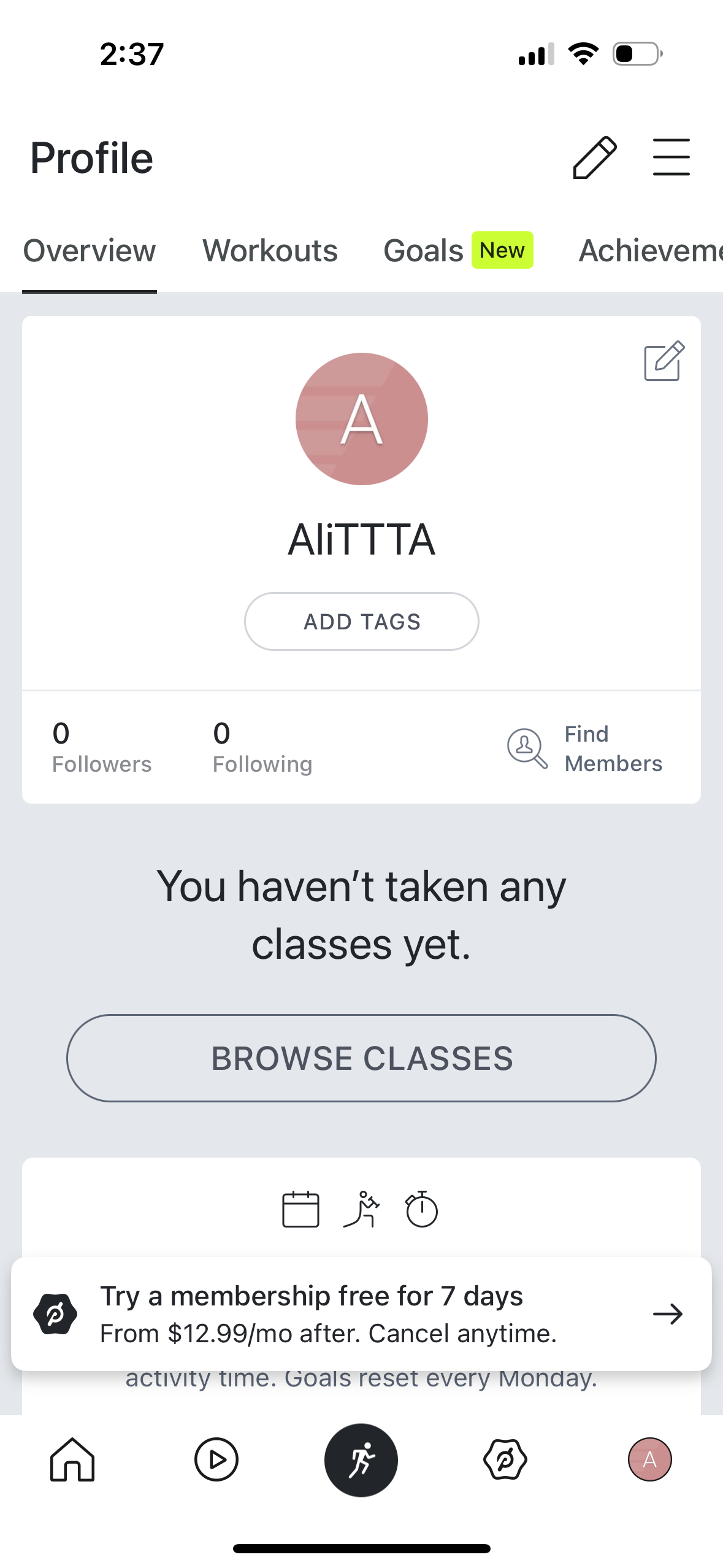 peloton profile screenshot
