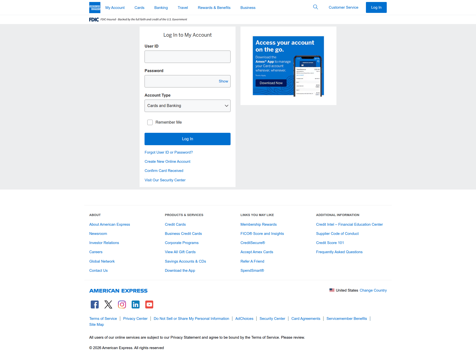 amex profile screenshot