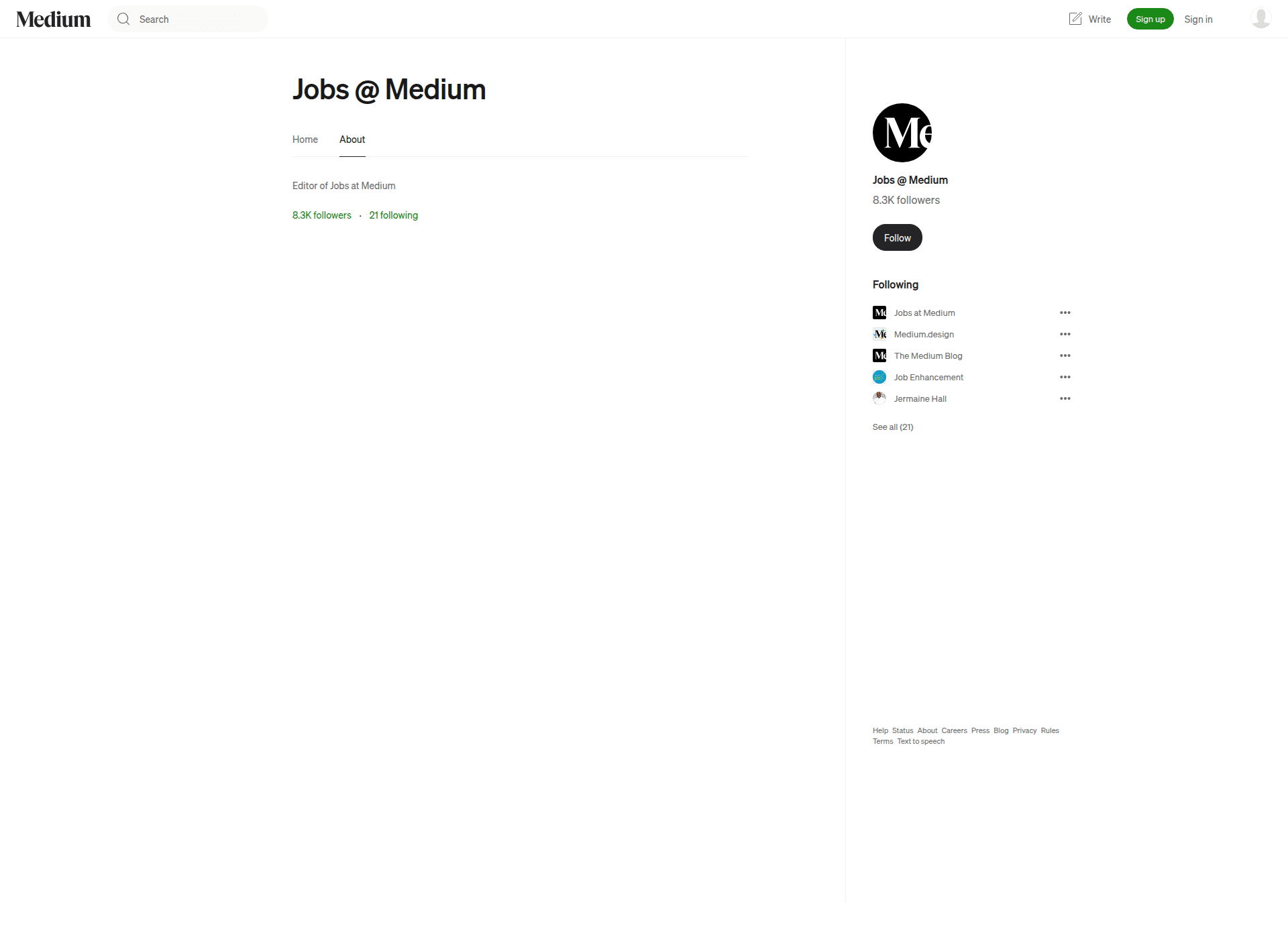 medium profile screenshot