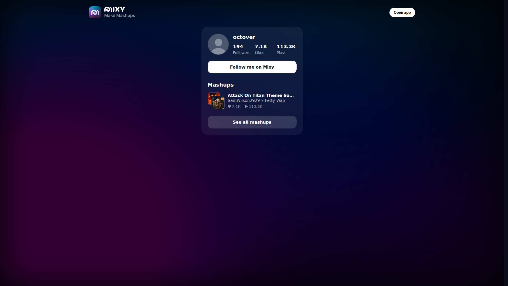 mixy profile screenshot