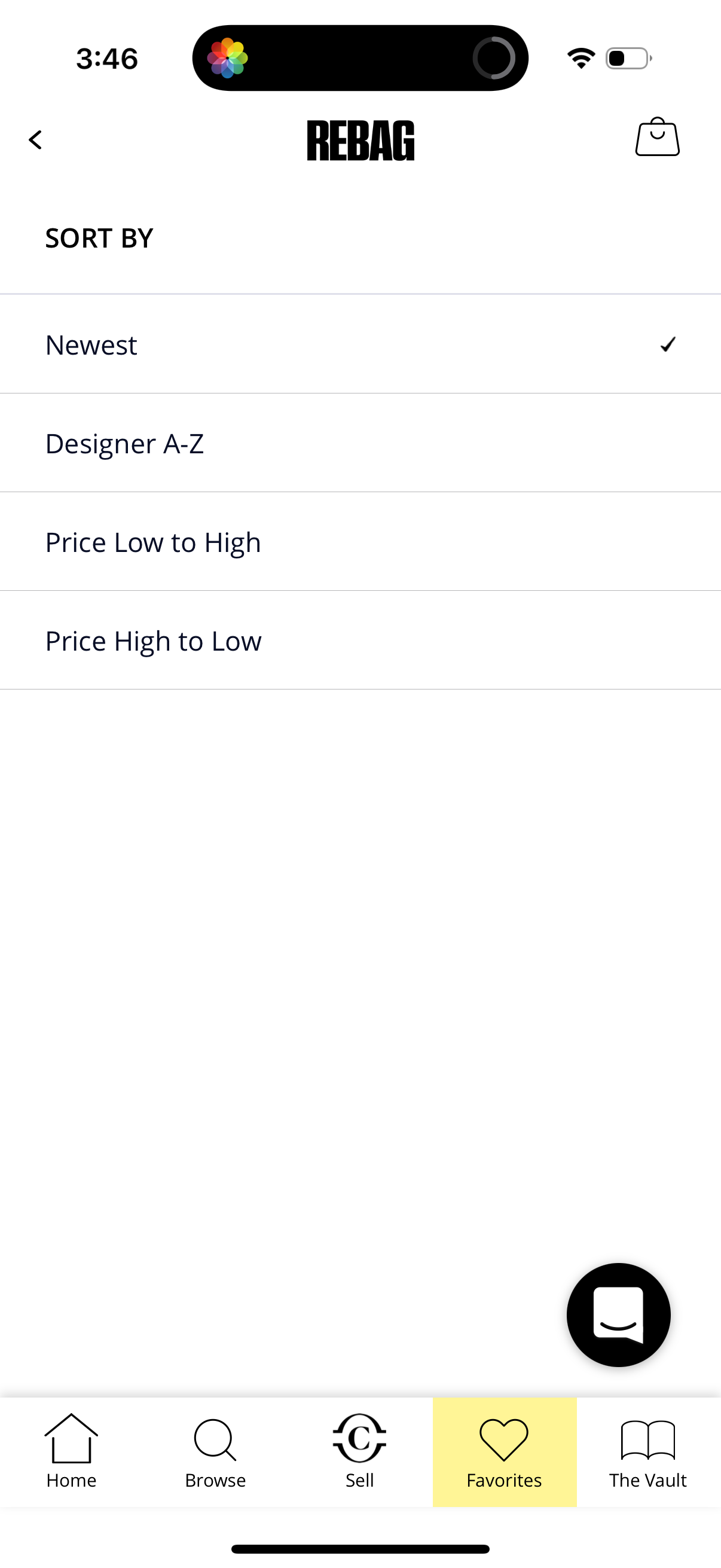 rebag search screenshot