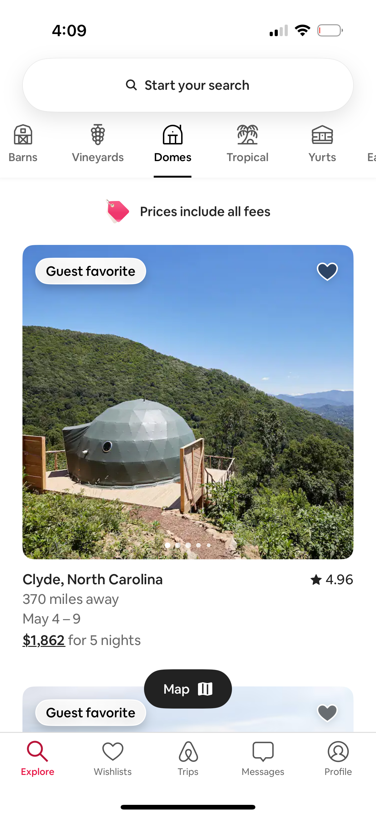 airbnb search screenshot