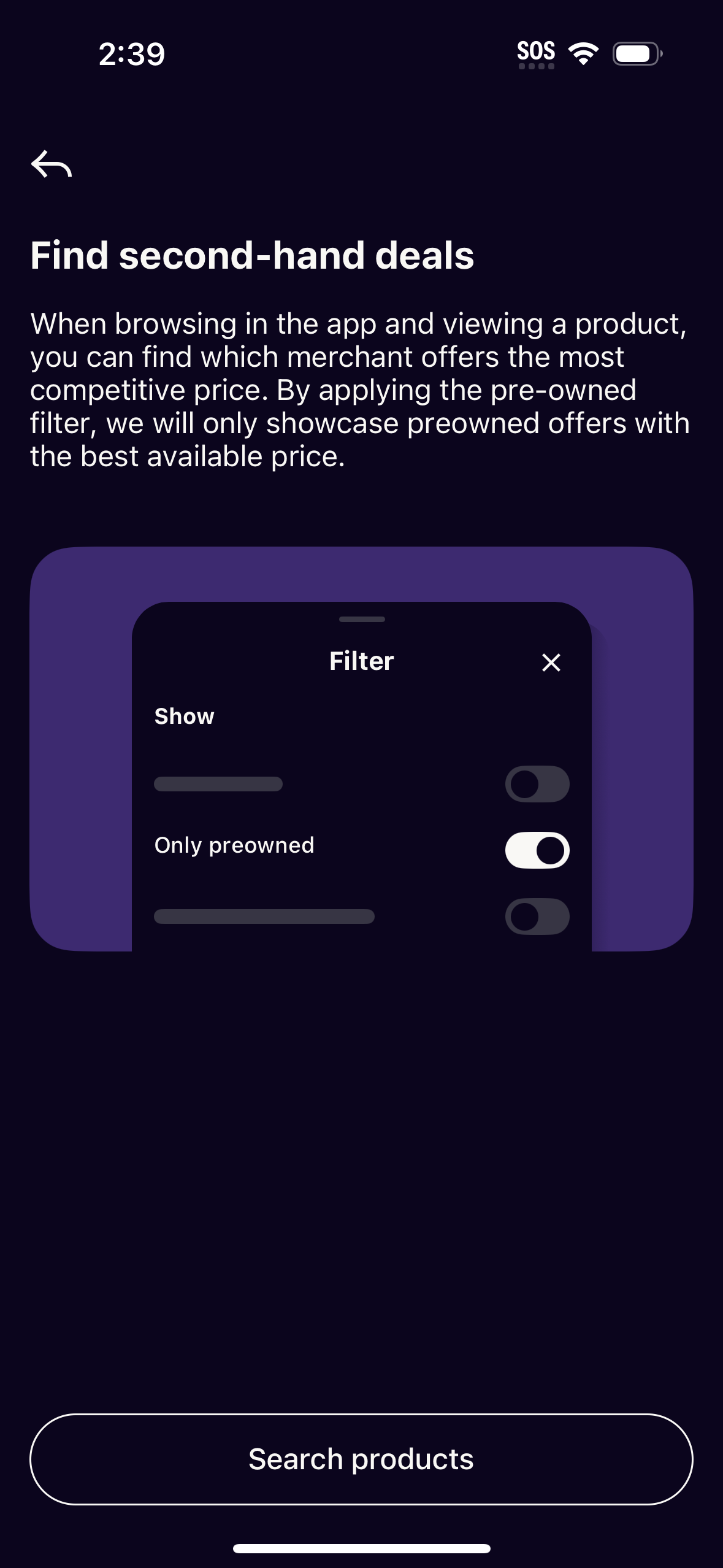 klarna search screenshot